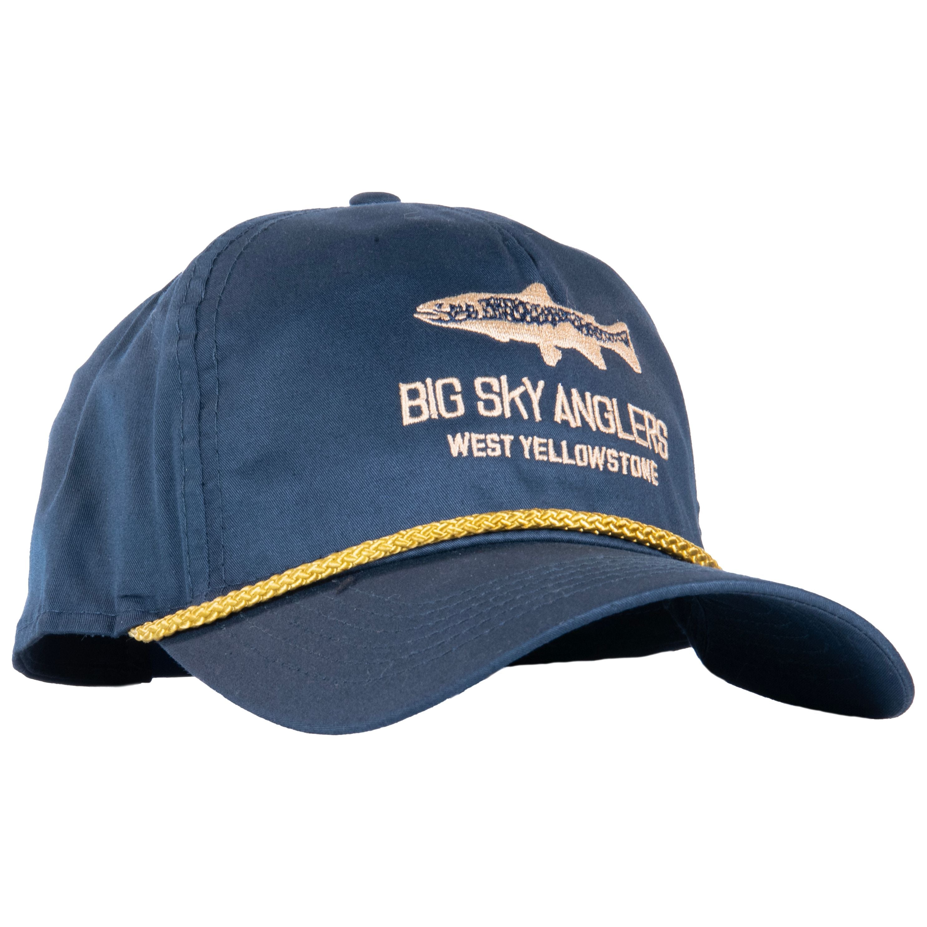 Big Sky Anglers Mountain Trout Logo Dope Rope Hat - Navy/Gold