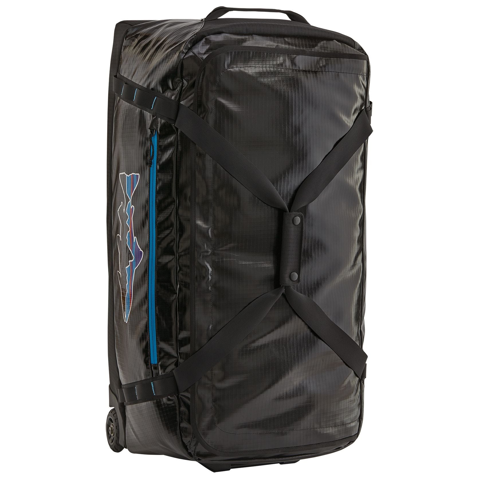patagonia fish duffel bag Patagonia Black Hole Wheeled Duffel 100L Black w/Fitz Trout – Big Sky Anglers