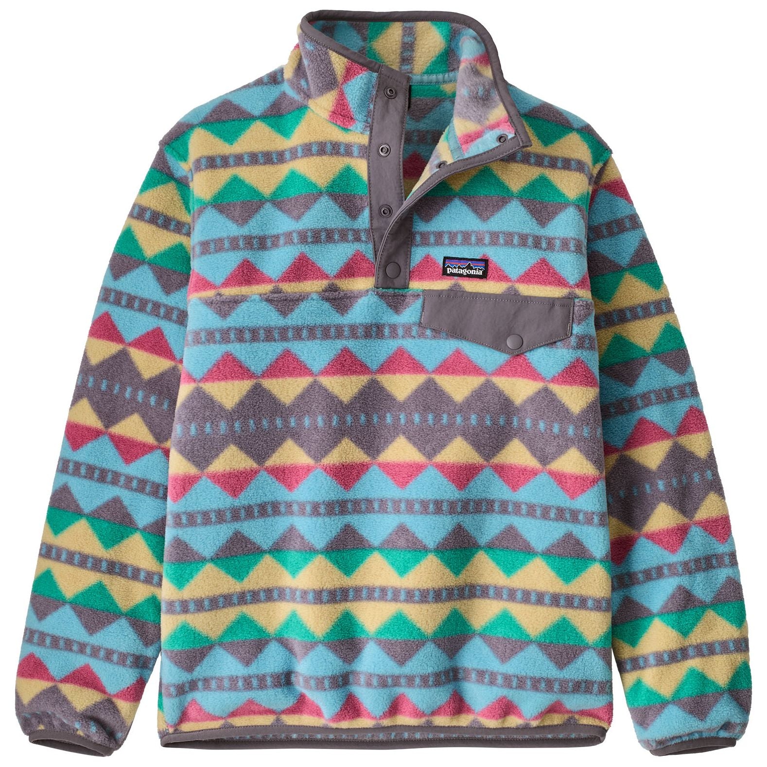 Patagonia Kid's Lightweight Synch Snap-T Pullover Diamond Stripe: May Grey Image 01