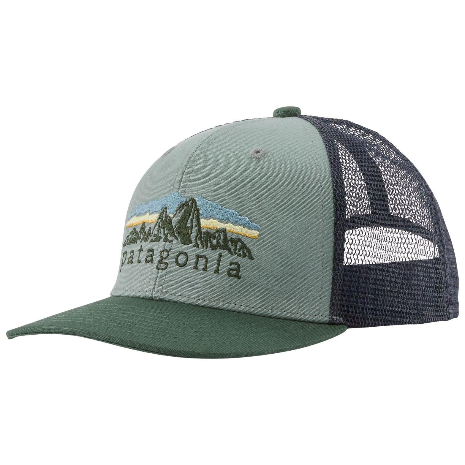 Patagonia Kid's Trucker Hat Fitz Roy Foothills: Cover Green Image 01