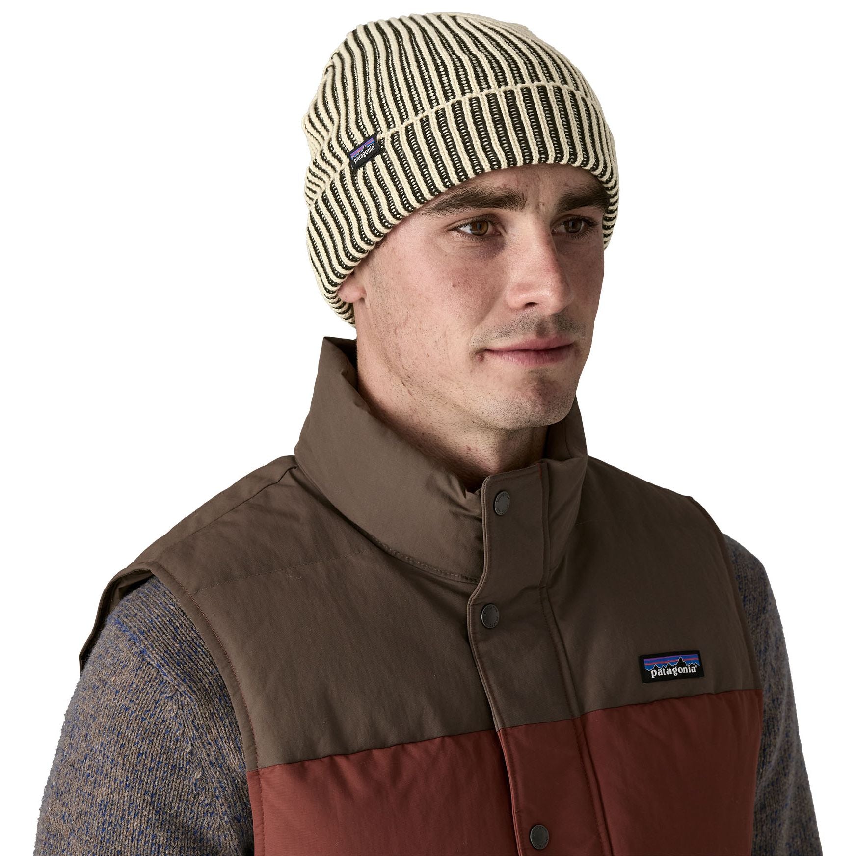 Patagonia Fisherman's Rolled Beanie Contrast Stripe: Black Image 02