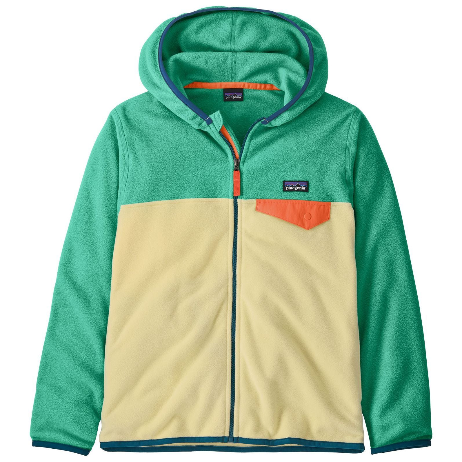Patagonia Kid's Micro D Snap-T Jacket Buttercup Yellow with Aqua Stone Image 01