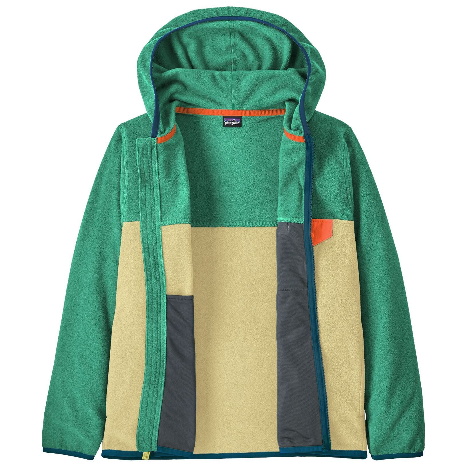 Patagonia Kid's Micro D Snap-T Jacket Buttercup Yellow with Aqua Stone Image 03