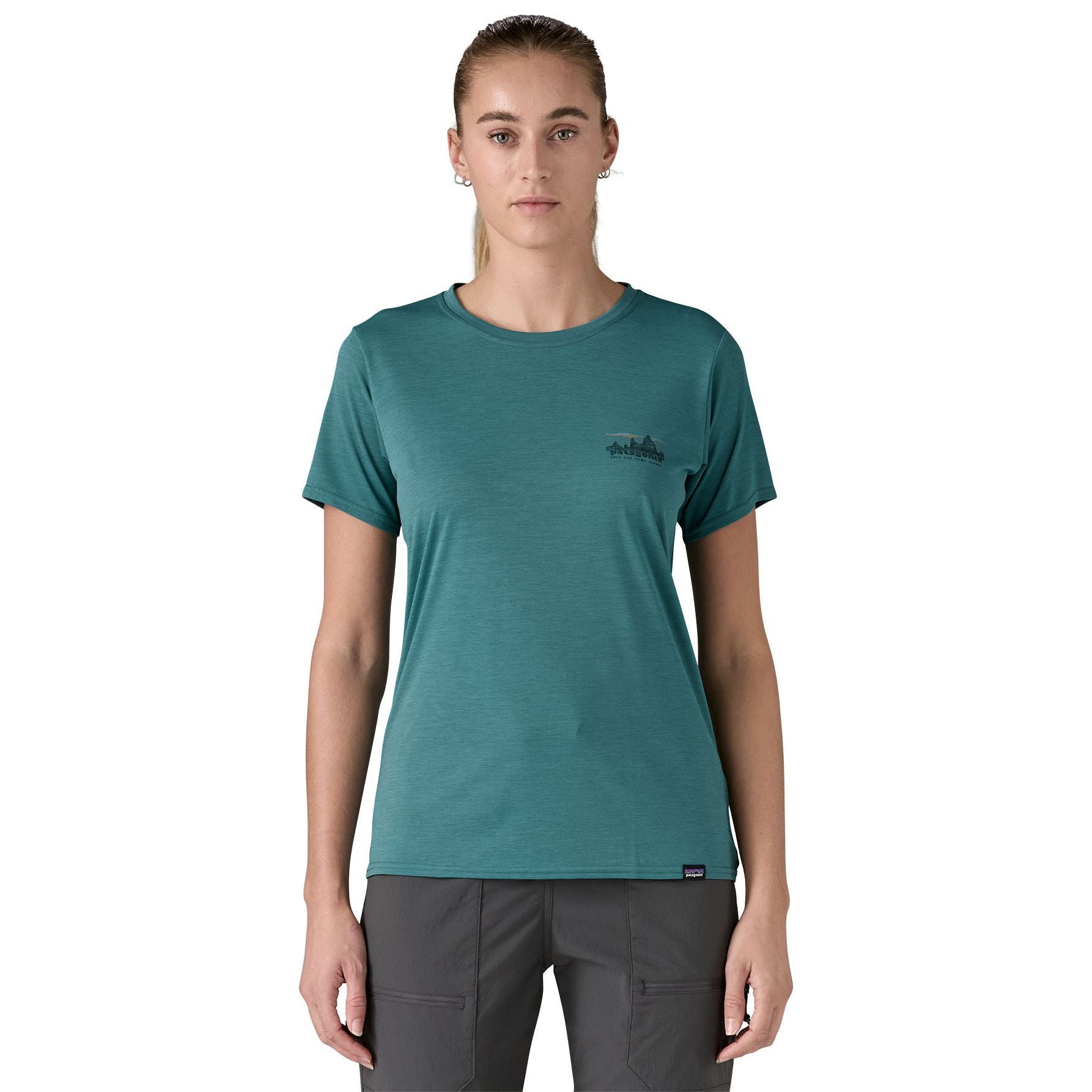 Patagonia Women's Capilene Cool Daily Graphic Shirt '73 Skyline: Wetland Blue X-Dye Image 03