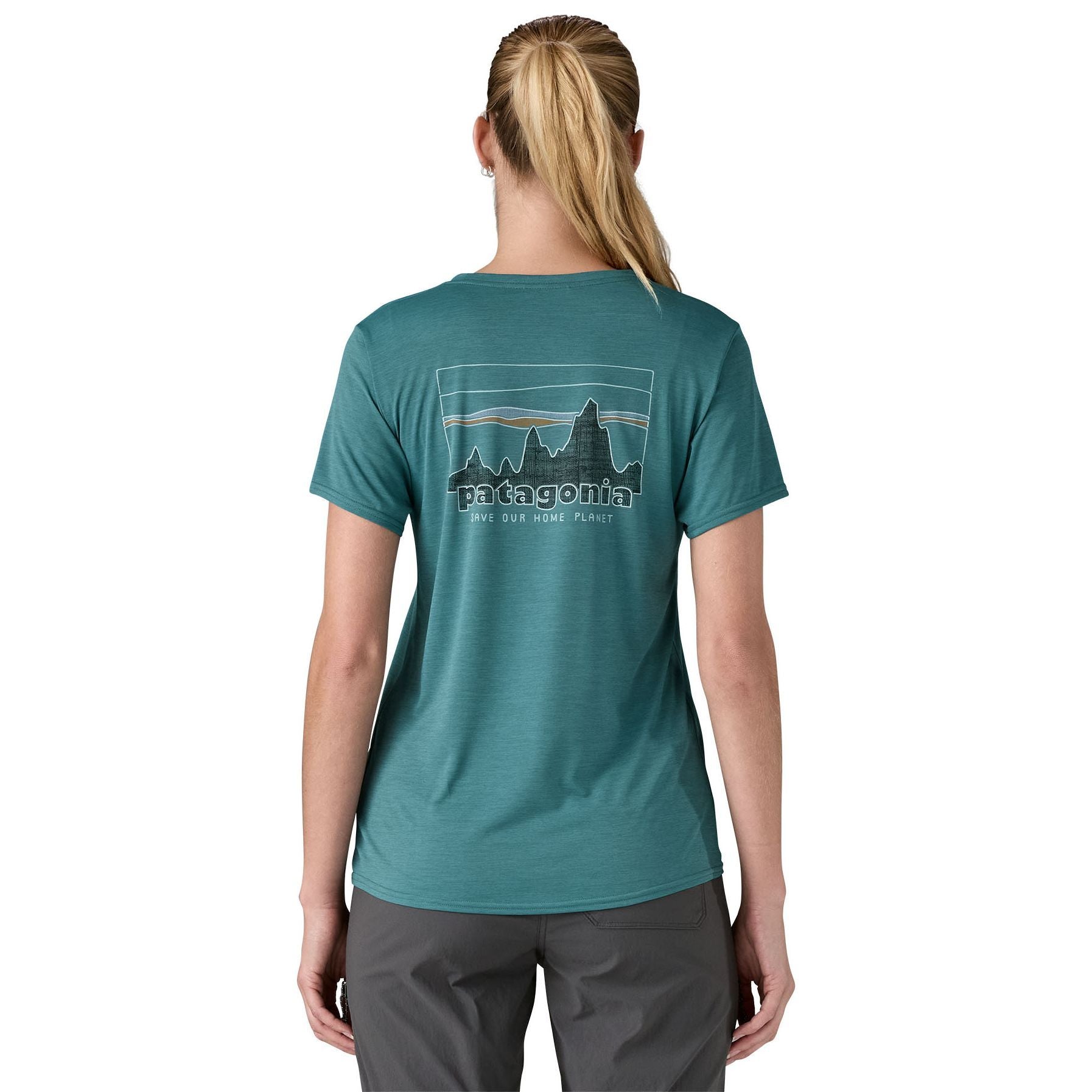 Patagonia Women's Capilene Cool Daily Graphic Shirt '73 Skyline: Wetland Blue X-Dye Image 04
