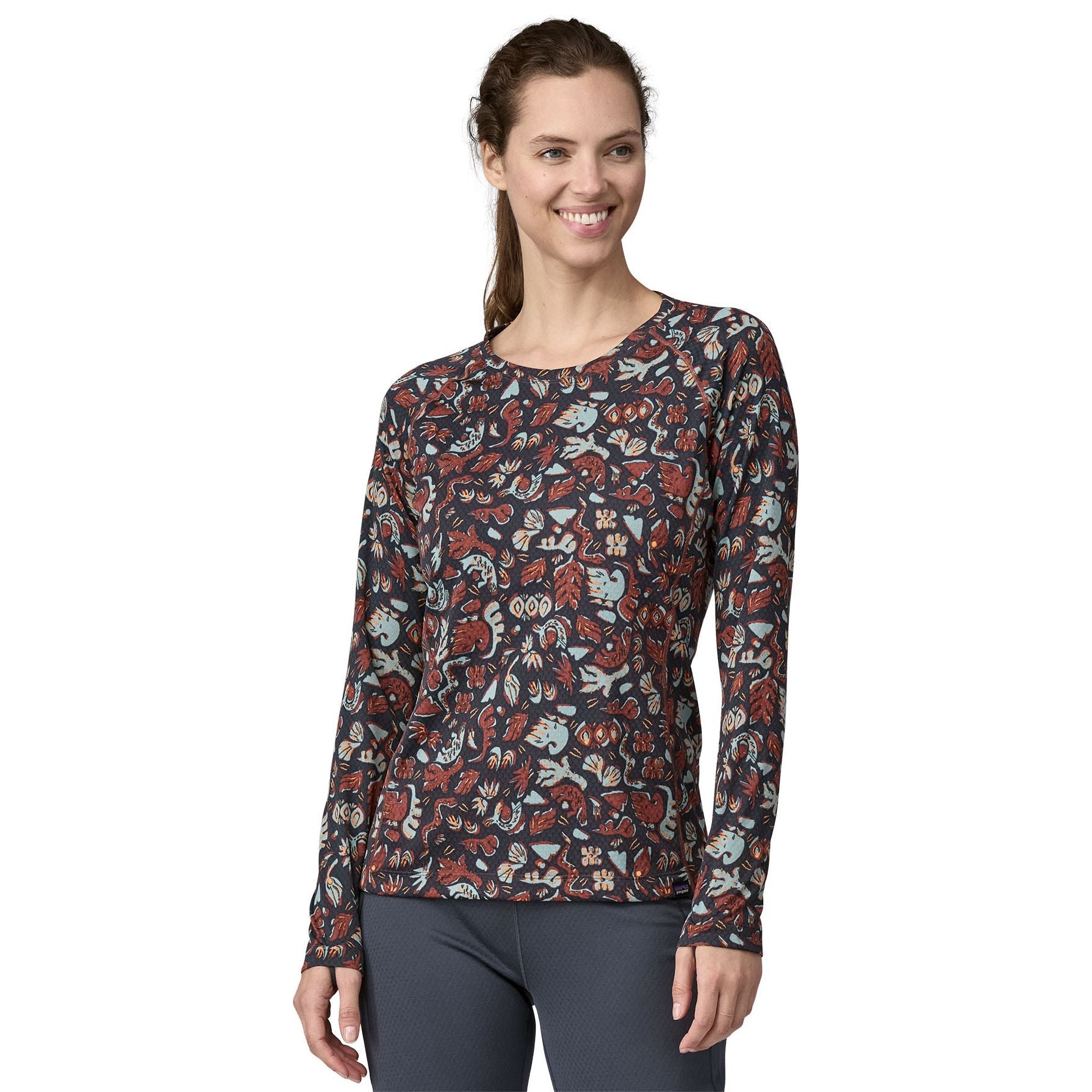 Patagonia Women's Cap Midweight Crew Across Oceans: Dulse Mauve Image 02