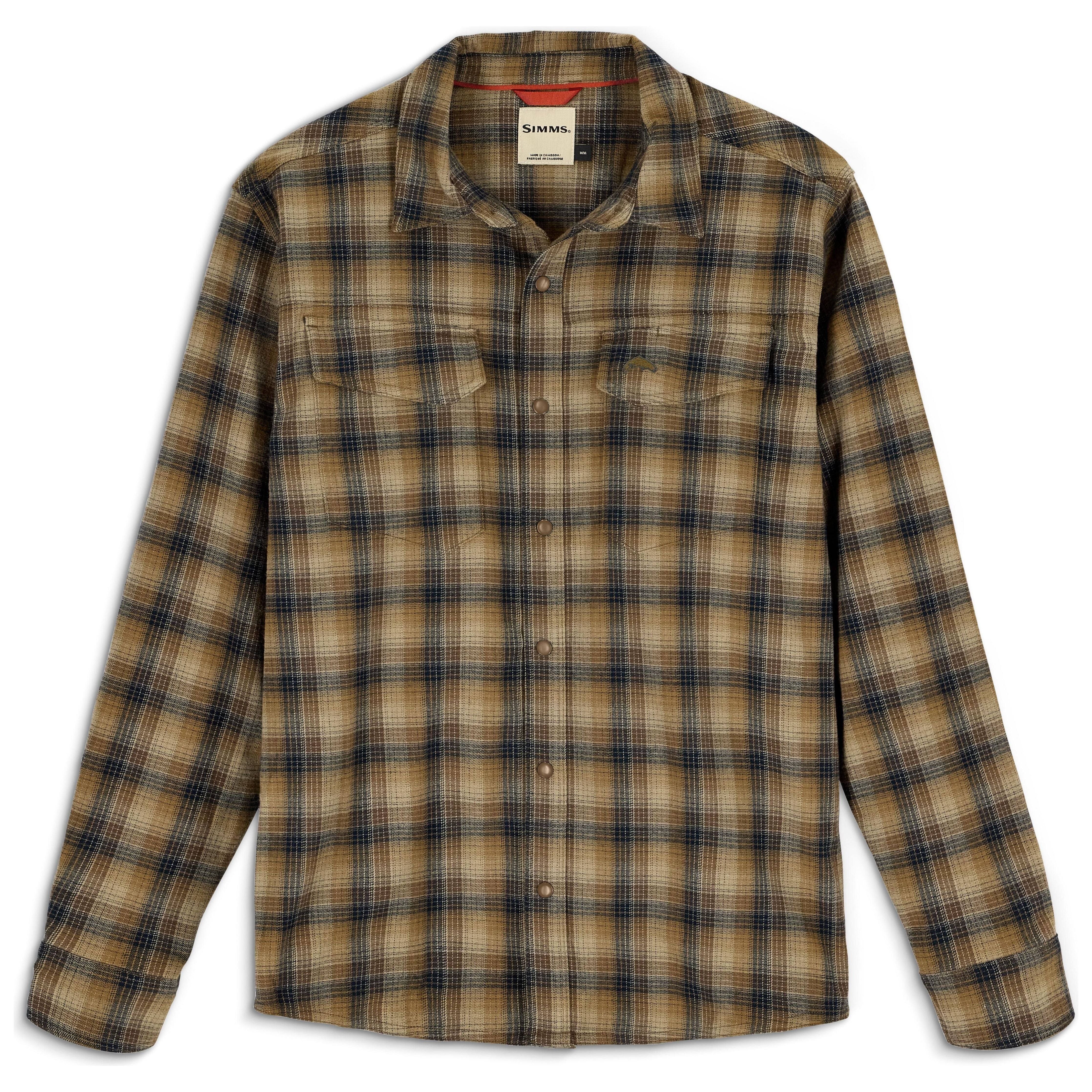 Simms Men's Gallatin Flannel LS Shirt Kennebec Plaid: Stone Image 01