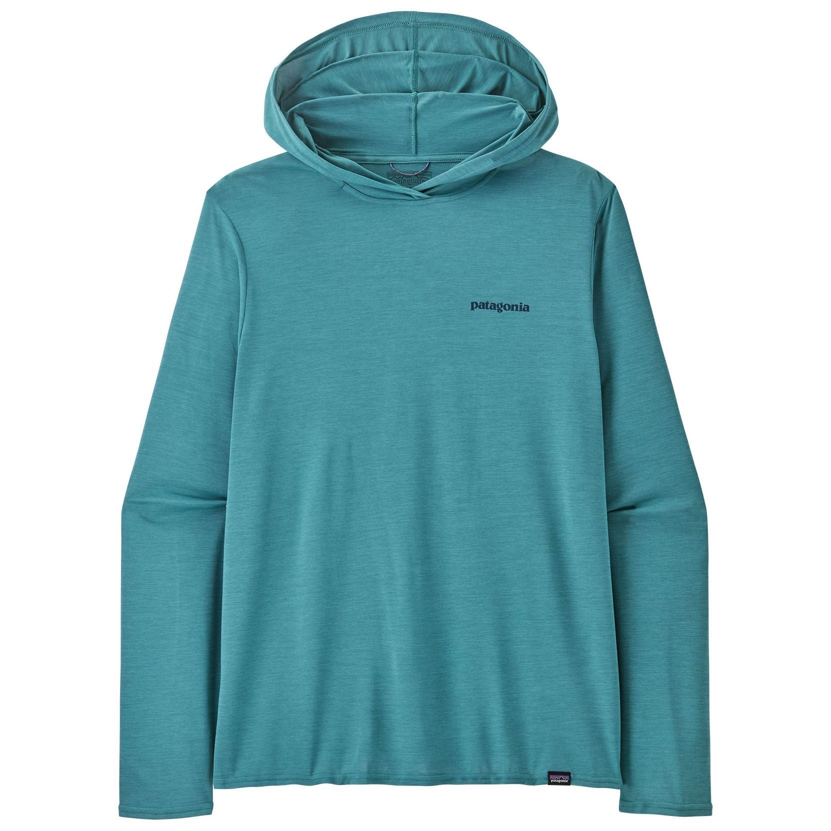 Patagonia Men's Capilene Cool Daily Graphic Hoody Boardshort Logo Tones: Wetland Blue X-Dye Image 02