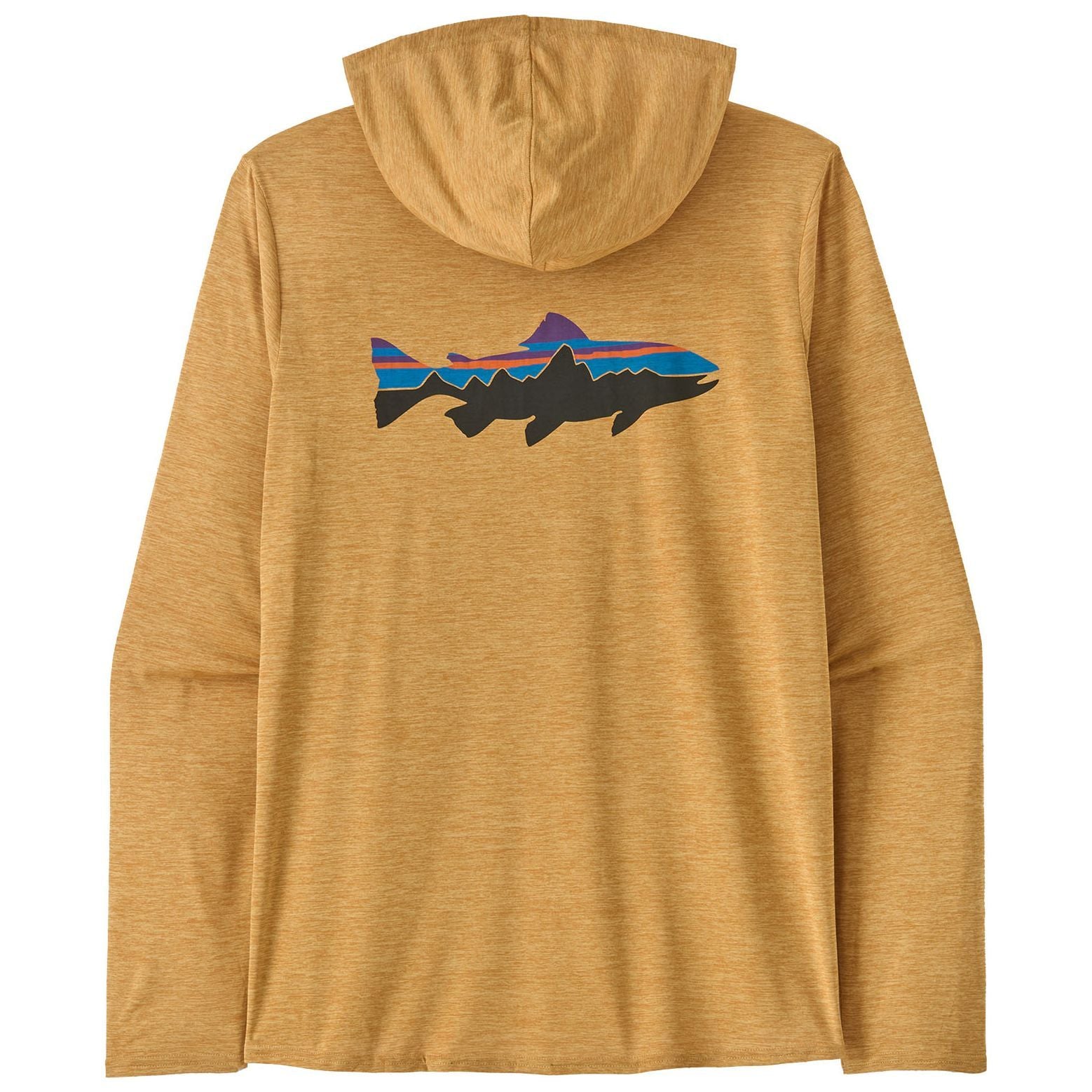 Patagonia Men's Capilene Cool Daily Graphic Hoody Fitz Roy Trout: Beeswax Tan X-Dye Image 01