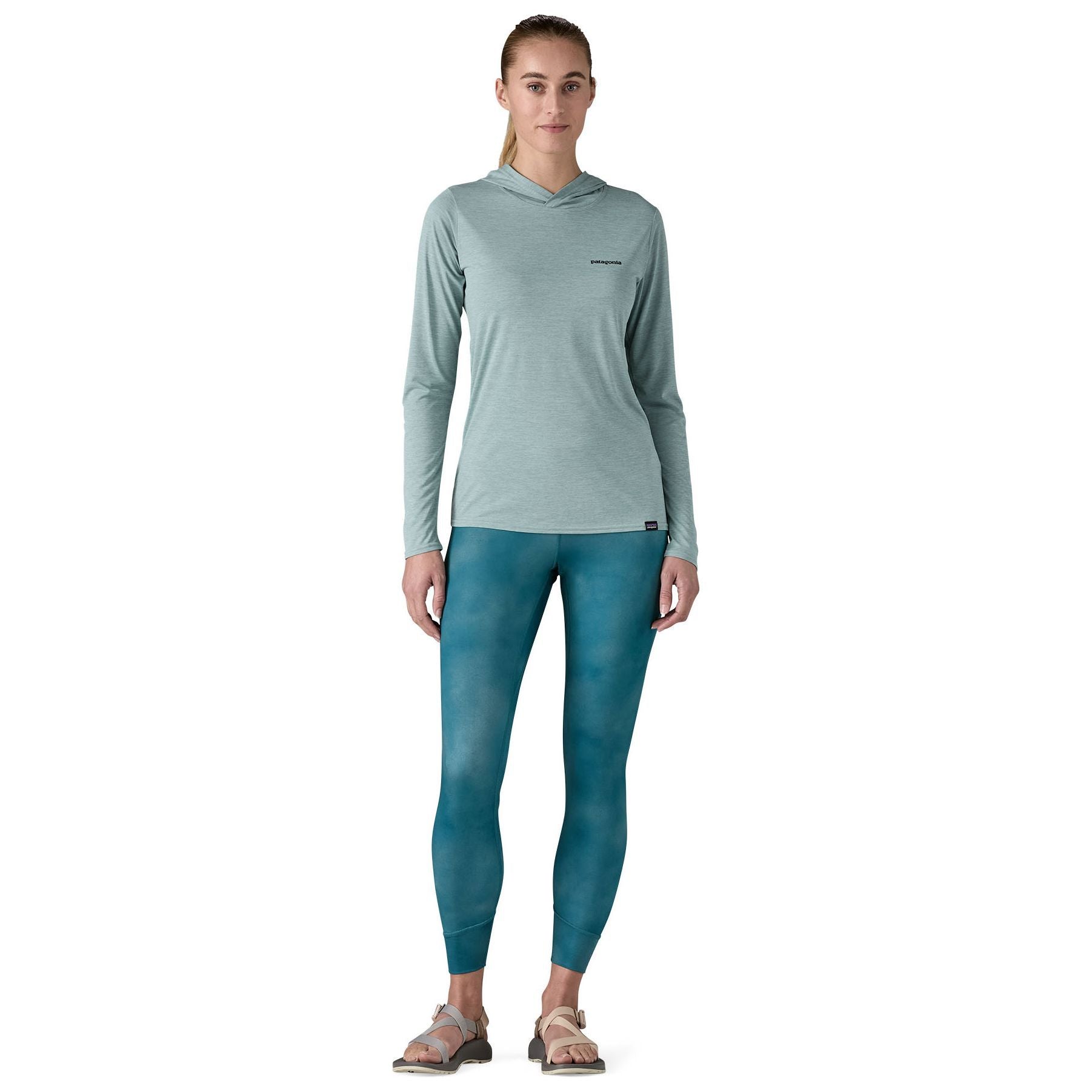 Patagonia Women's Capilene Cool Daily Graphic Hoody Fitz Roy Trout: Thermal Blue X-Dye Image 02