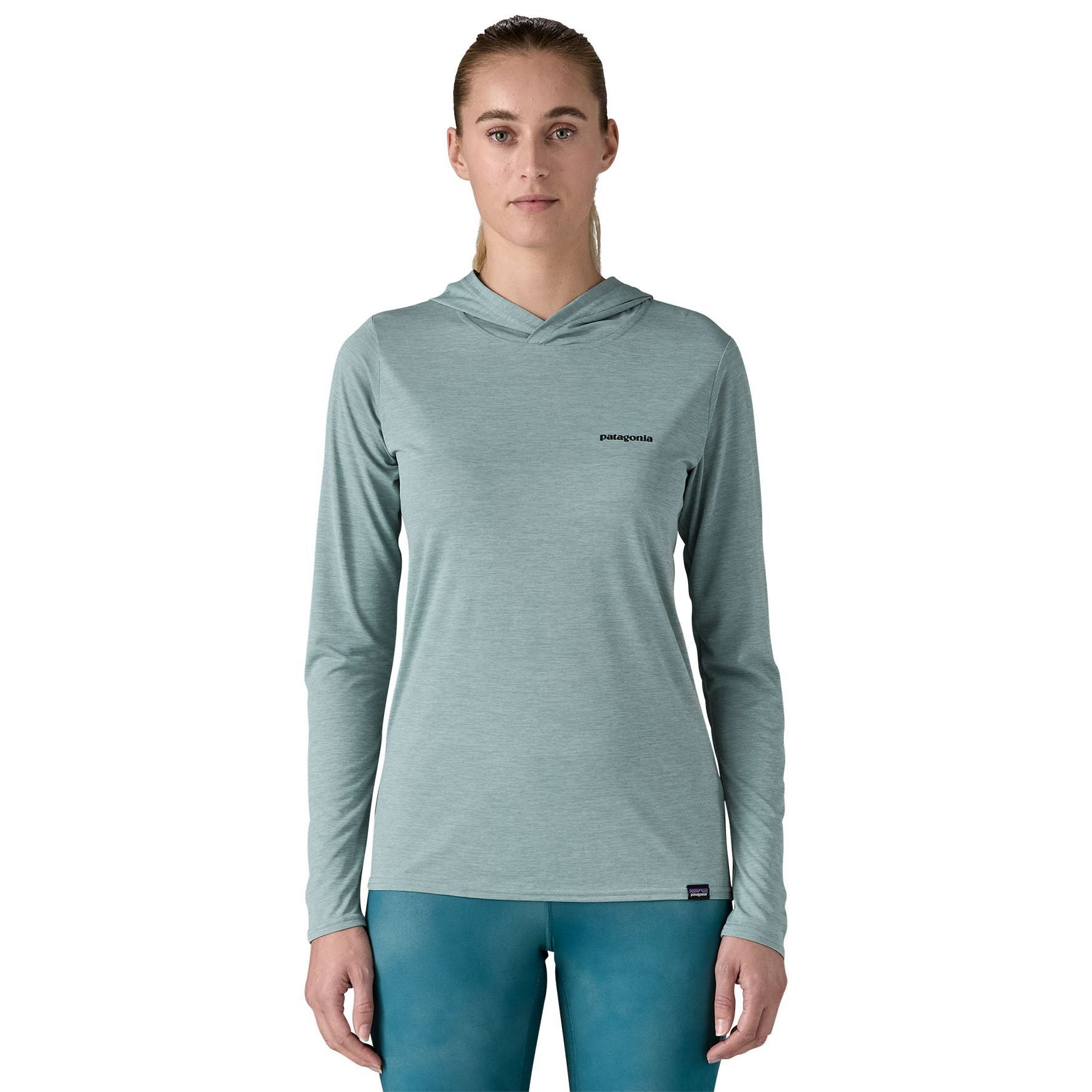 Patagonia Women's Capilene Cool Daily Graphic Hoody Fitz Roy Trout: Thermal Blue X-Dye Image 04