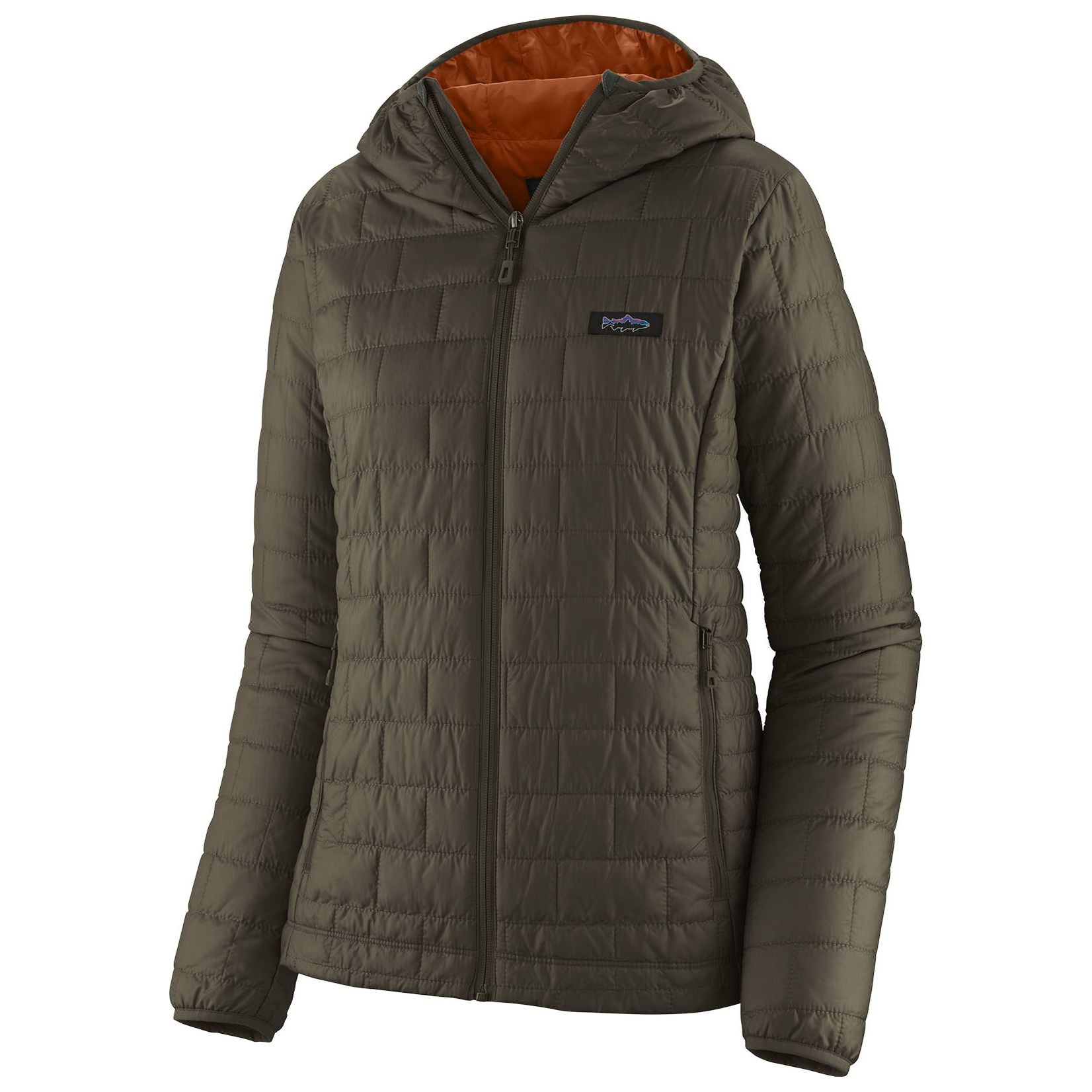 Patagonia Women's Nano Puff Fitz Roy Trout Hoody Pine Needle Green Image 01