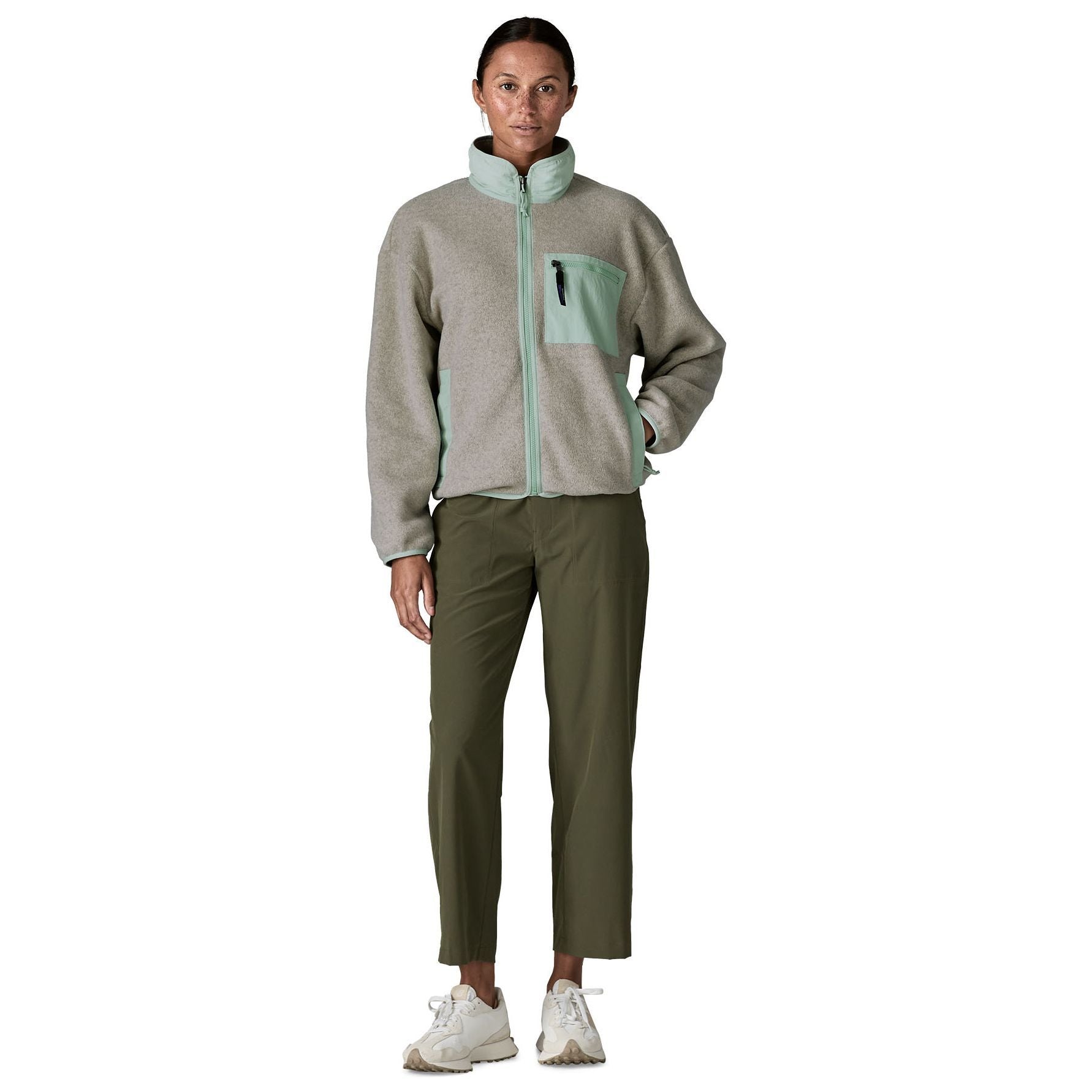 Patagonia Women's Synch Jacket Oatmeal Heather with Thin Ice Image 02