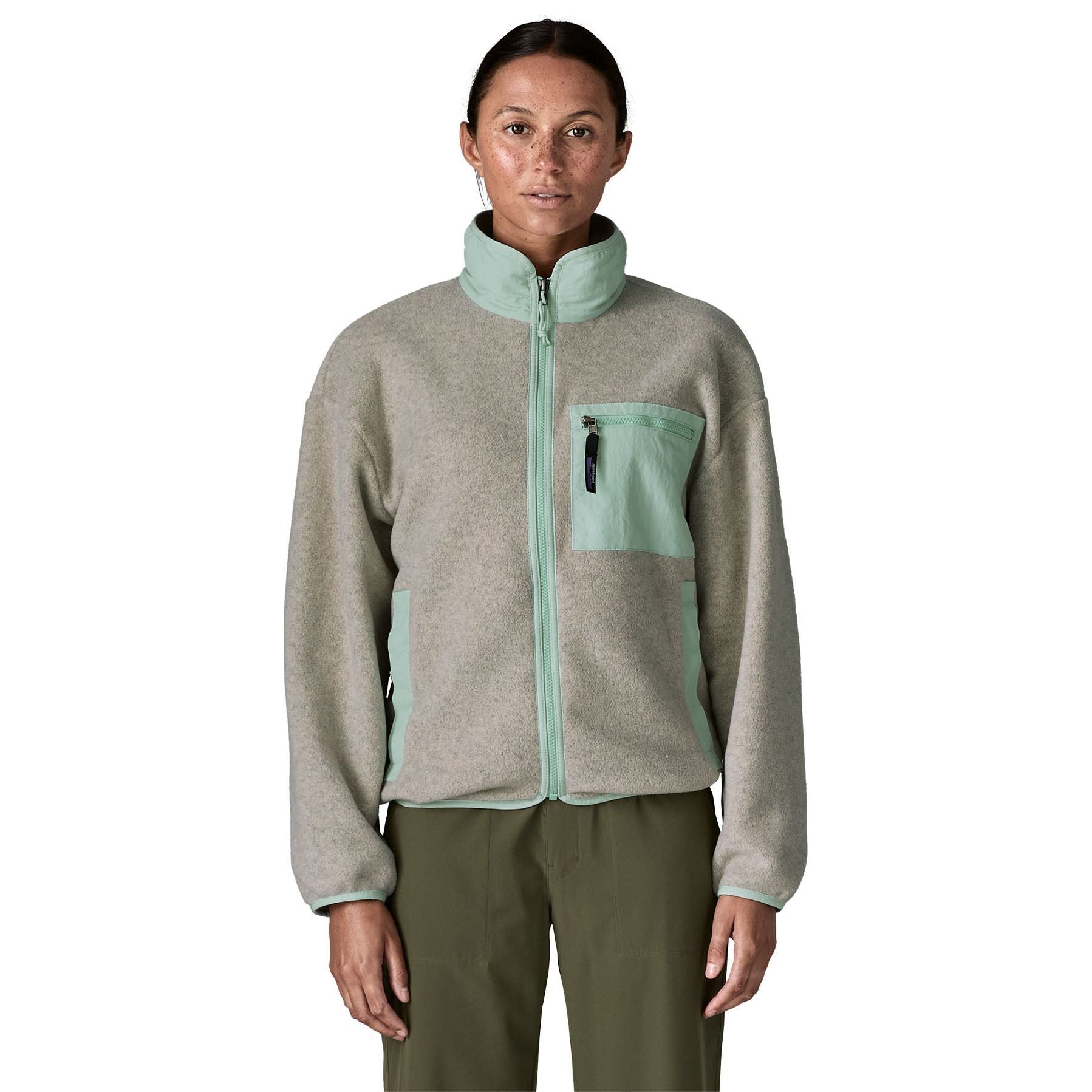 Patagonia Women's Synch Jacket Oatmeal Heather with Thin Ice Image 03