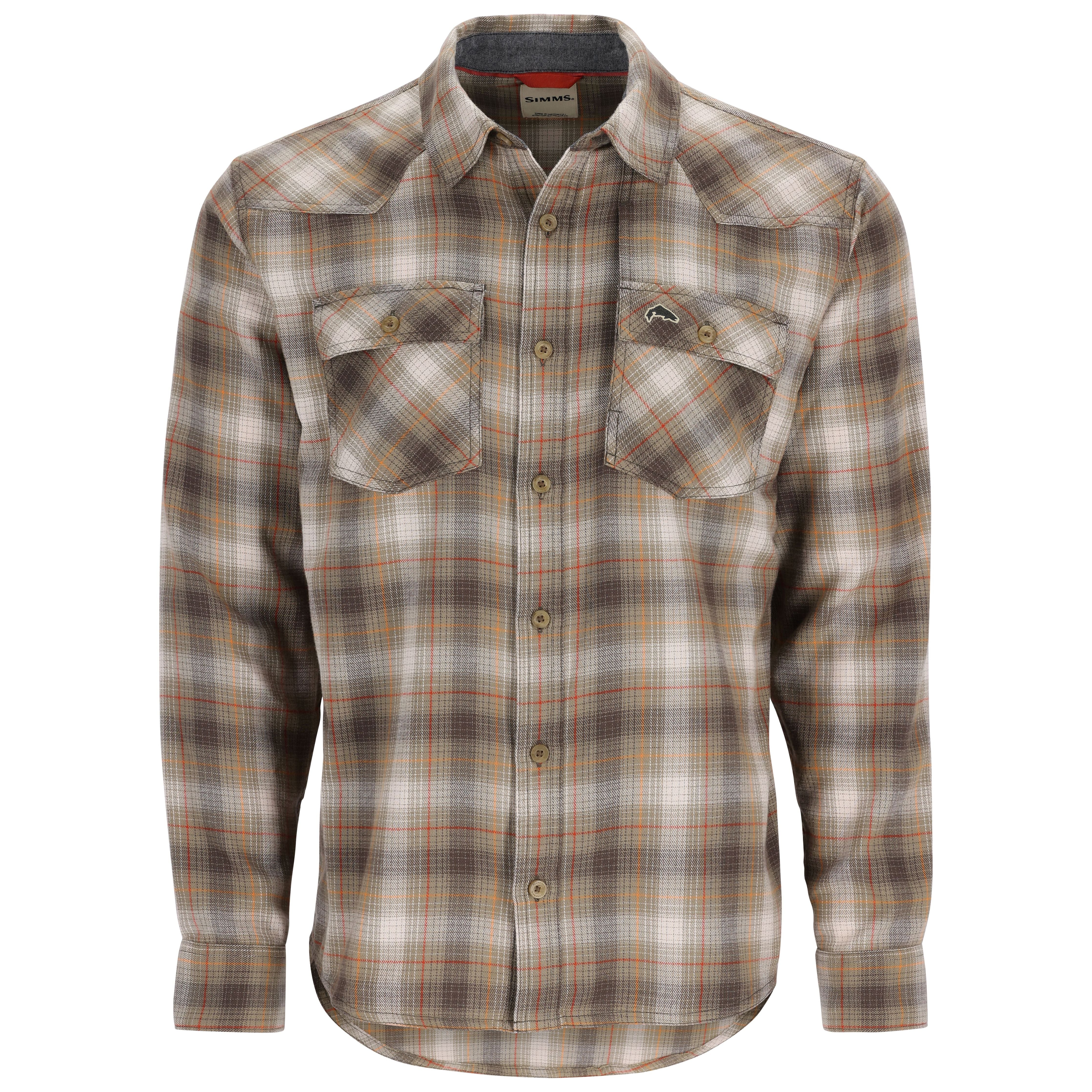 Simms Santee Flannel LS Shirt Bay Leaf / Sun Glow Window Pane Ombre Image 01