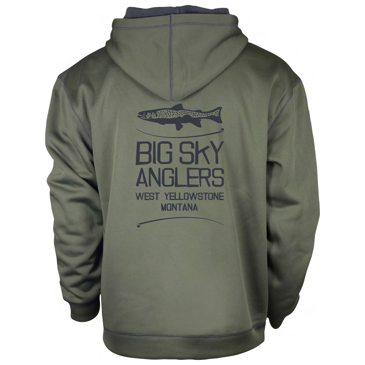 Big Sky Anglers Classic Logo Hoodie Miltary Green/Dark Grey Image 01