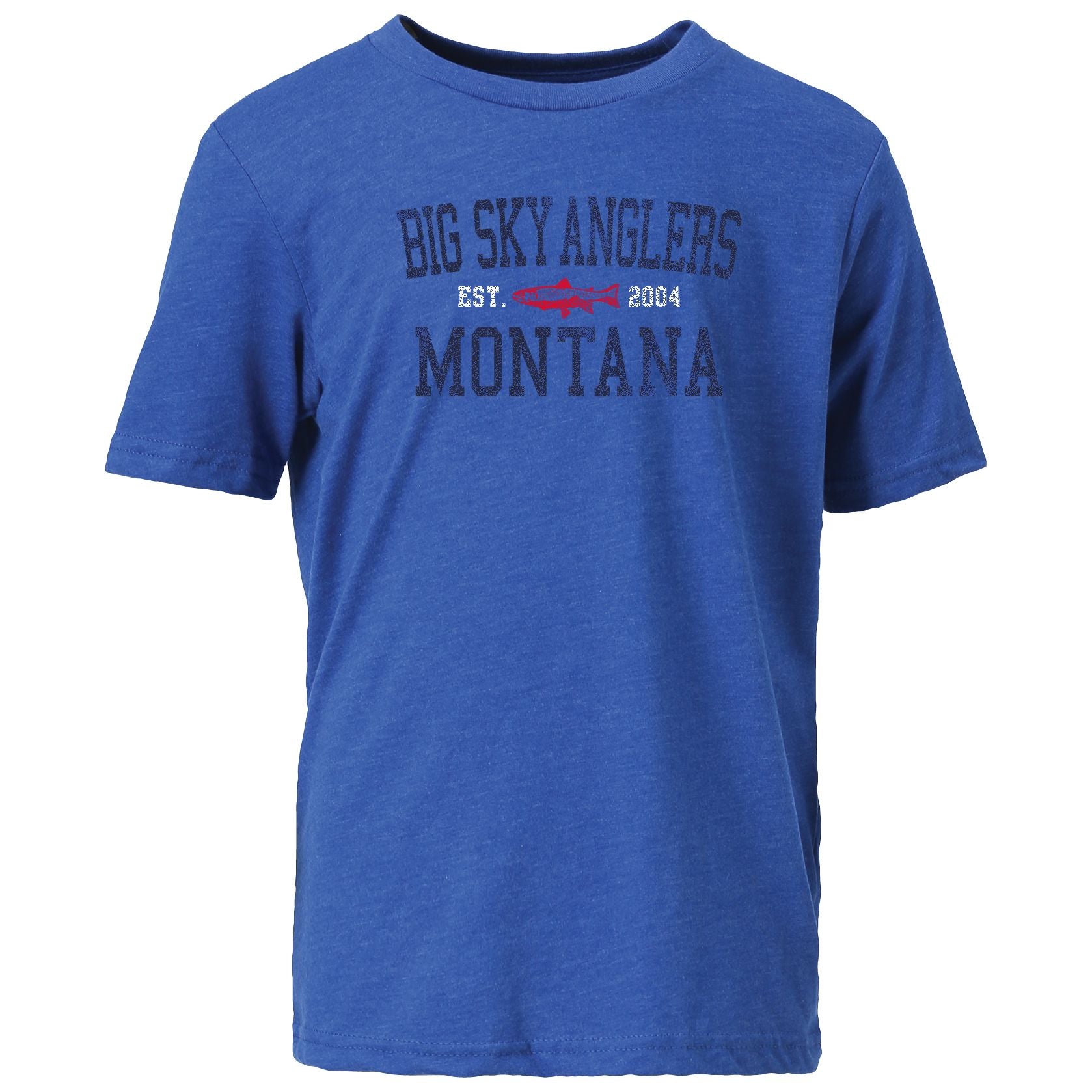 Big Sky Anglers Logo Kid's Vintage Sheer T-Shirt Royal Image 01