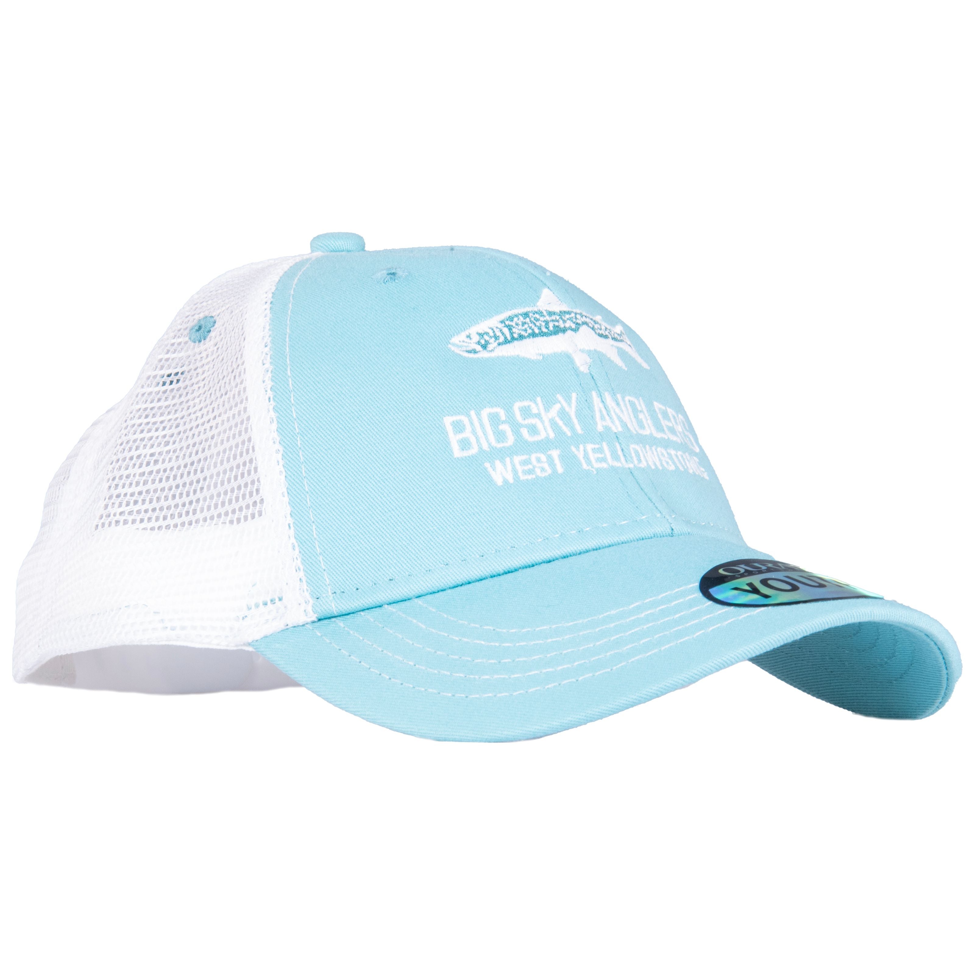 Big Sky Anglers Mountain Trout Logo Youth Sideline Cap - Turquoise Tonic/White Default Title Image 01