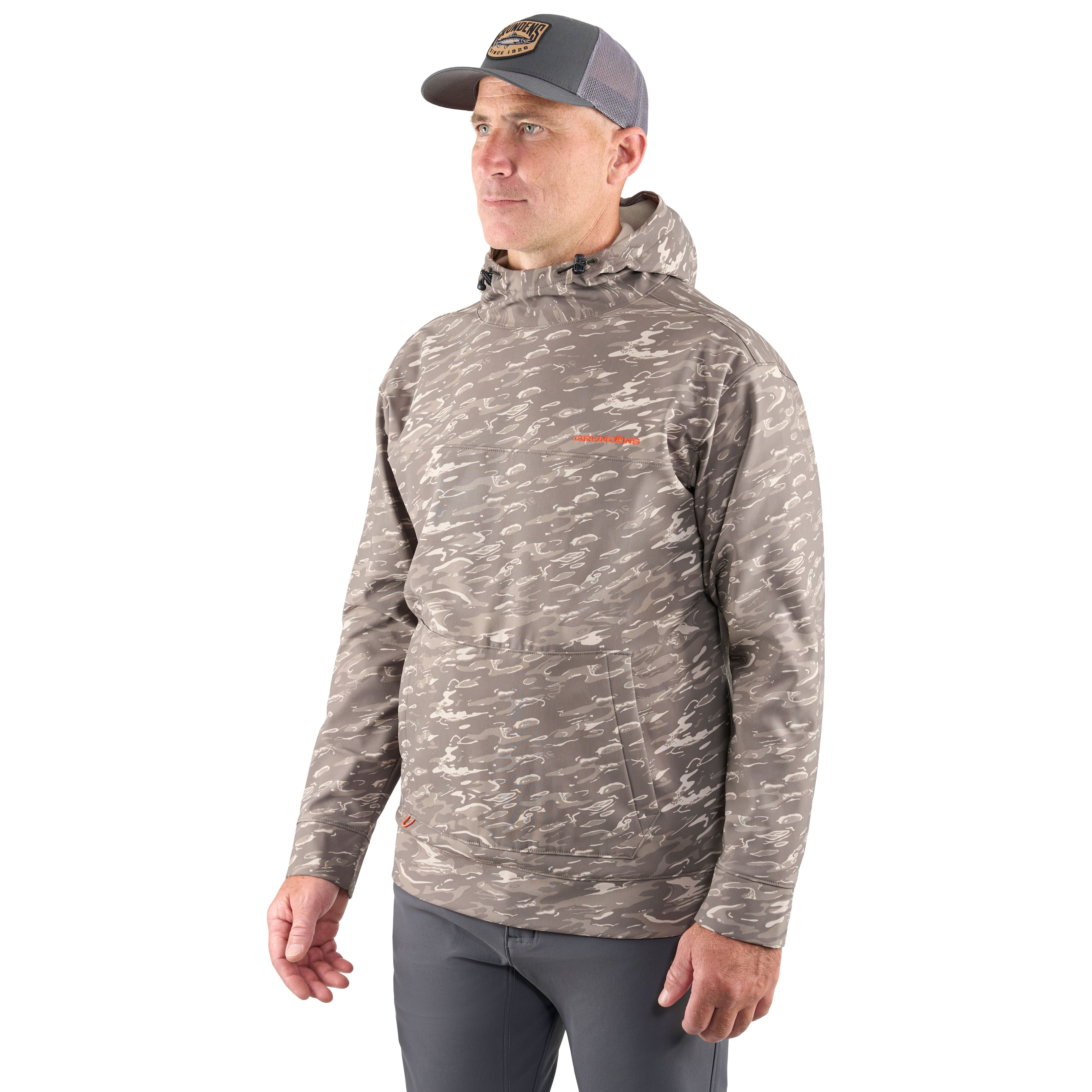 Grundens Men's Kryall Hoodie Stone Liquid Camo Image 03