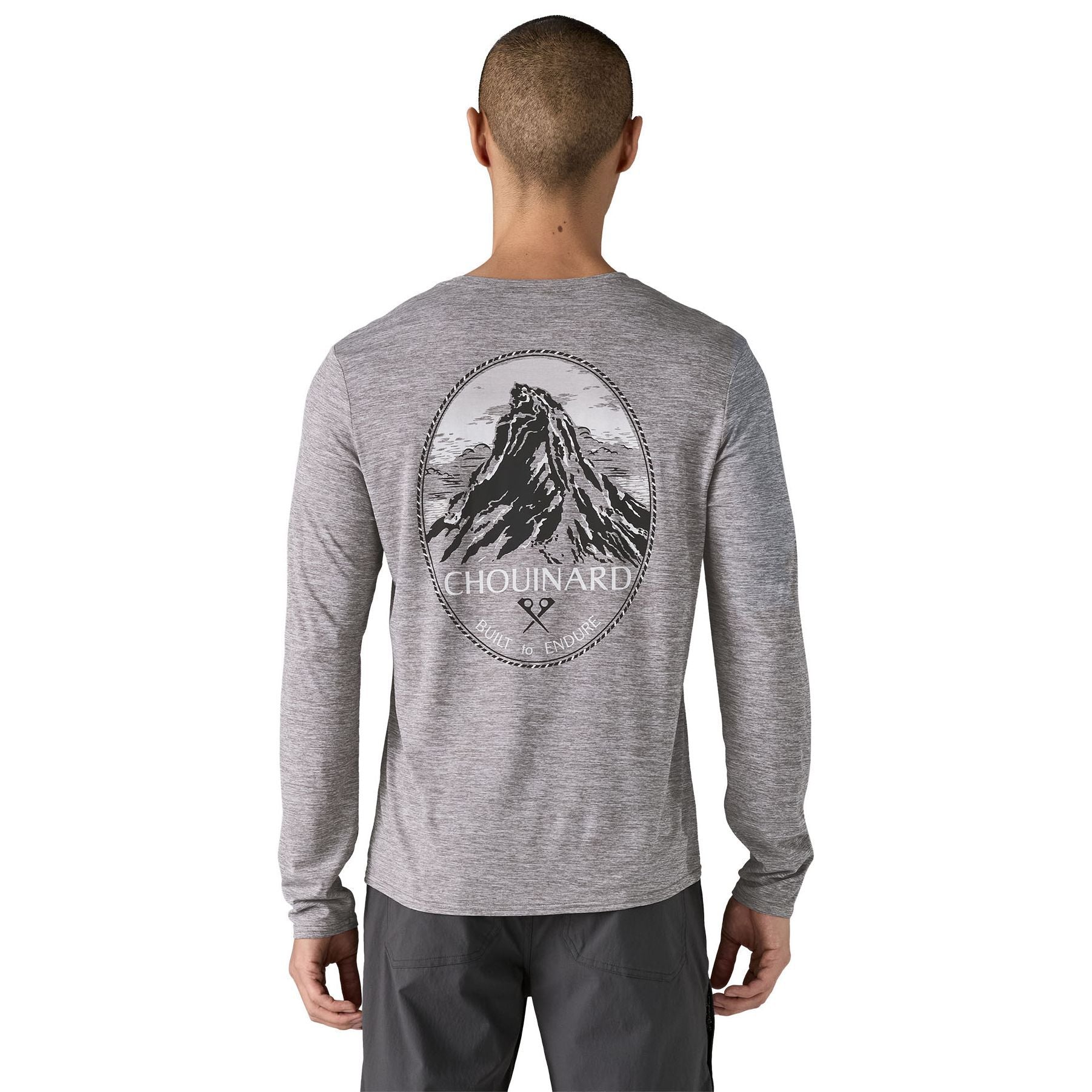 Patagonia Men's Long-Sleeved Capilene Cool Daily Graphic Shirt - Lands Chouinard Crest: Feather Grey Image 05