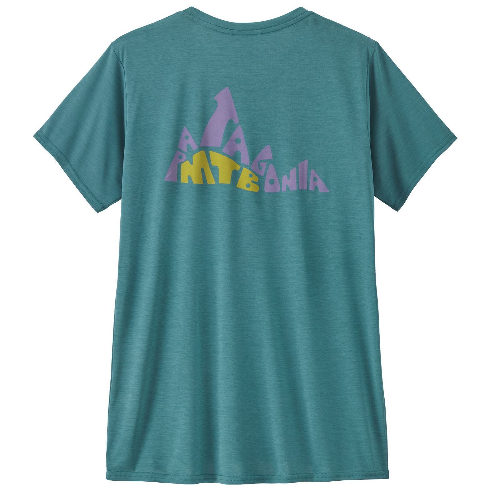 Patagonia Women's Capilene Cool Daily Graphic Shirt - Lands Berm Logo: Wetland Blue X-Dye Image 01