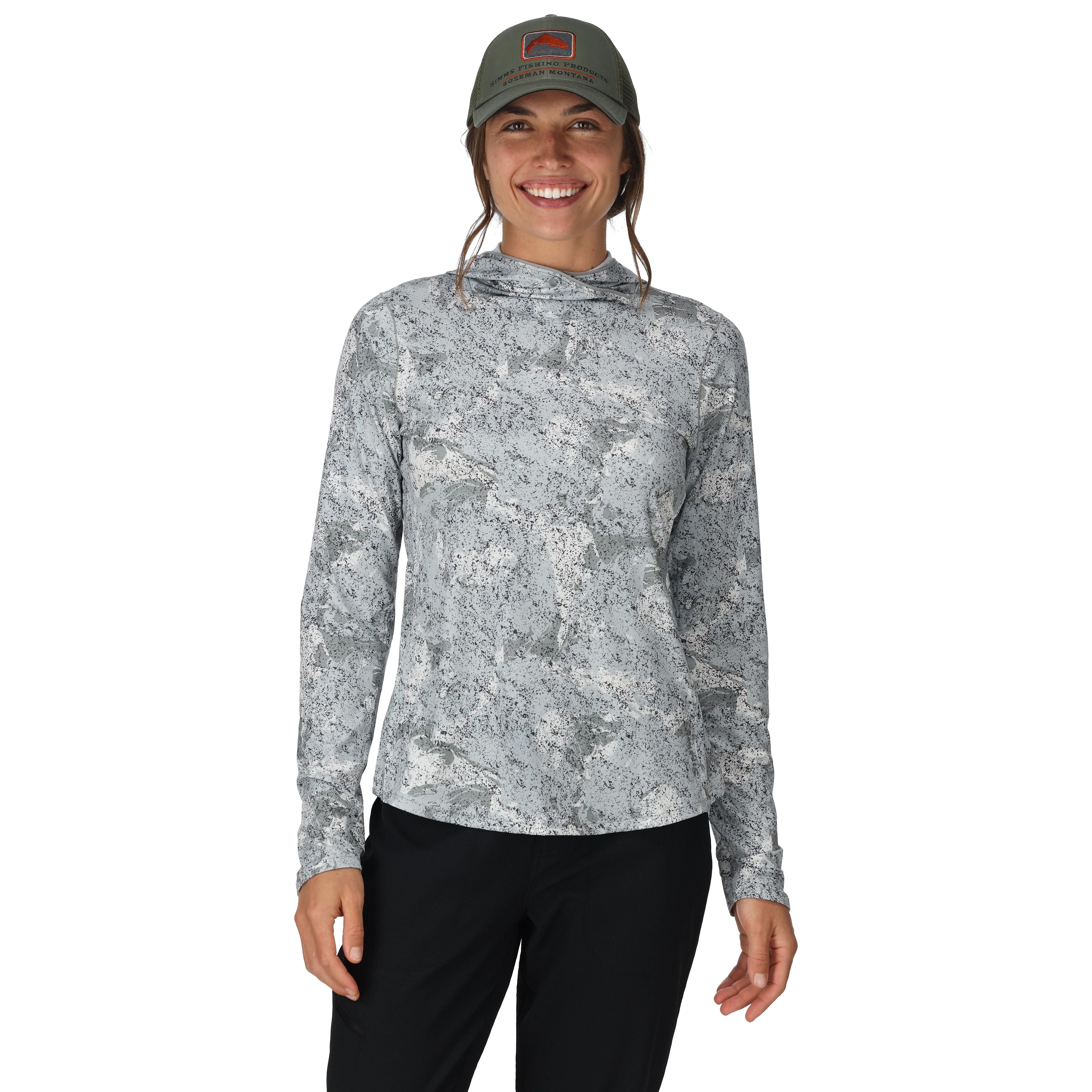Simms Women's SolarFlex Hoody Back Eddy White Image 02