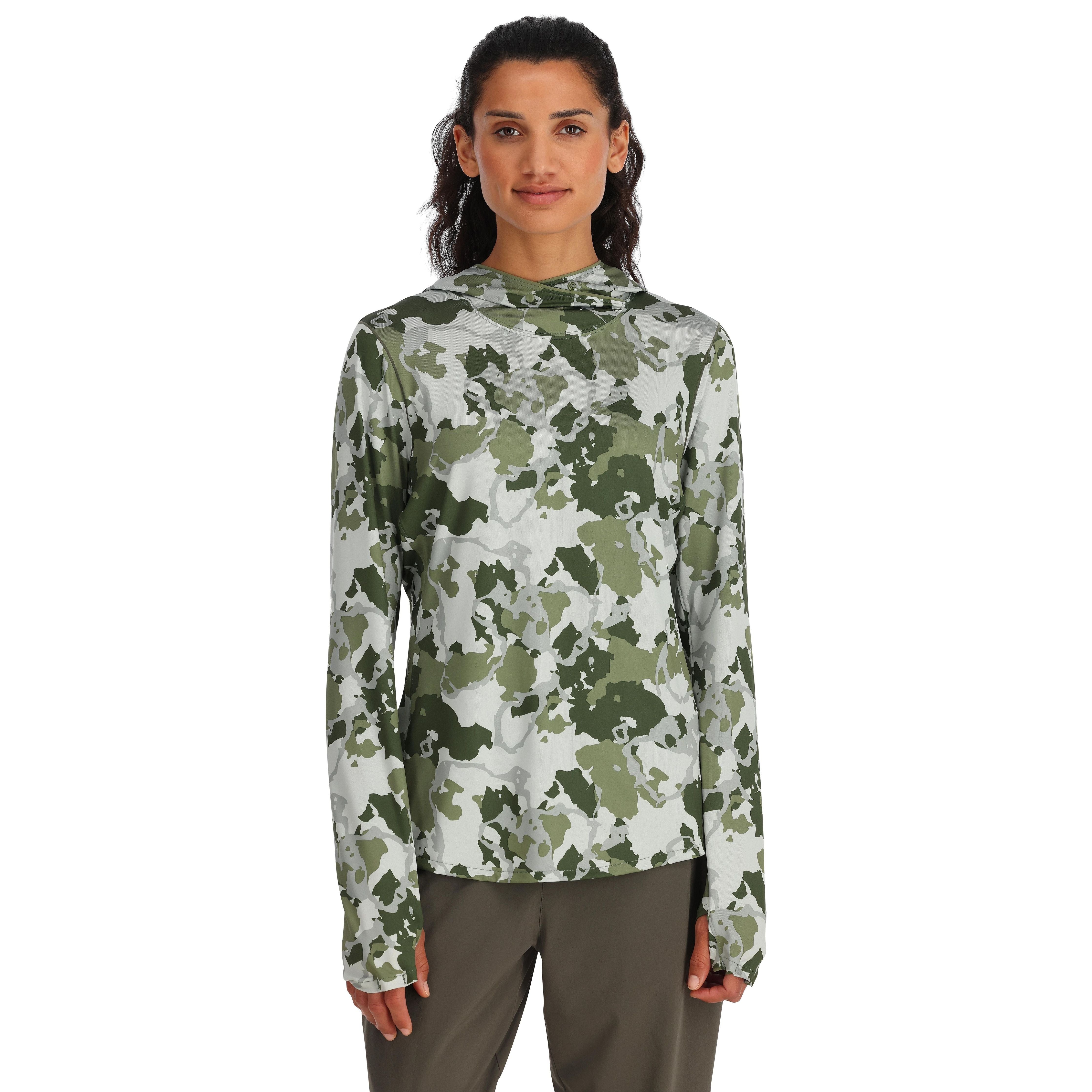 Simms Women's SolarFlex Hoody Regiment Camo Clover Image 02