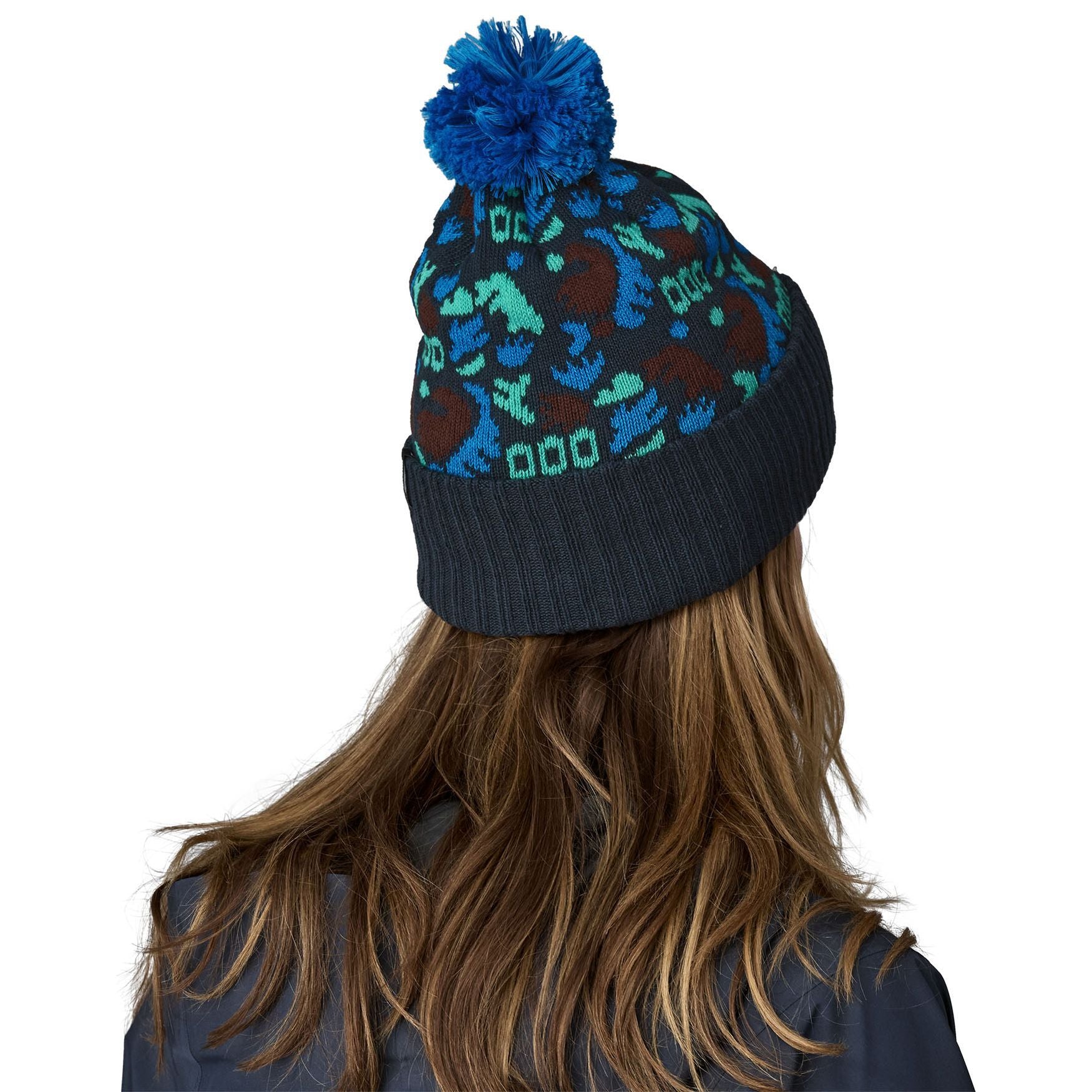 Patagonia Powder Town Beanie Across Oceans: Smolder Blue Image 03