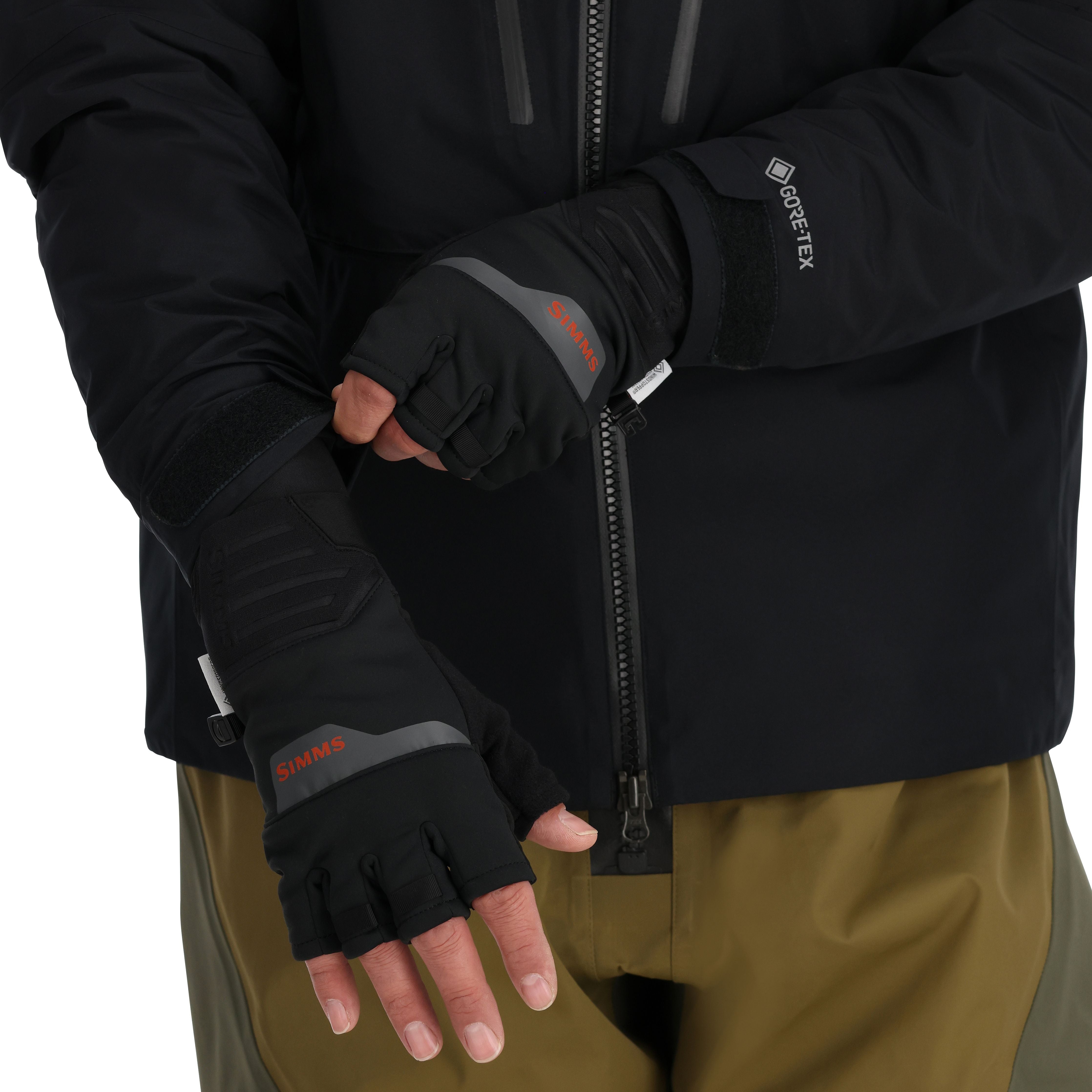 Simms WINDSTOPPER Half-Finger Glove Black Image 03