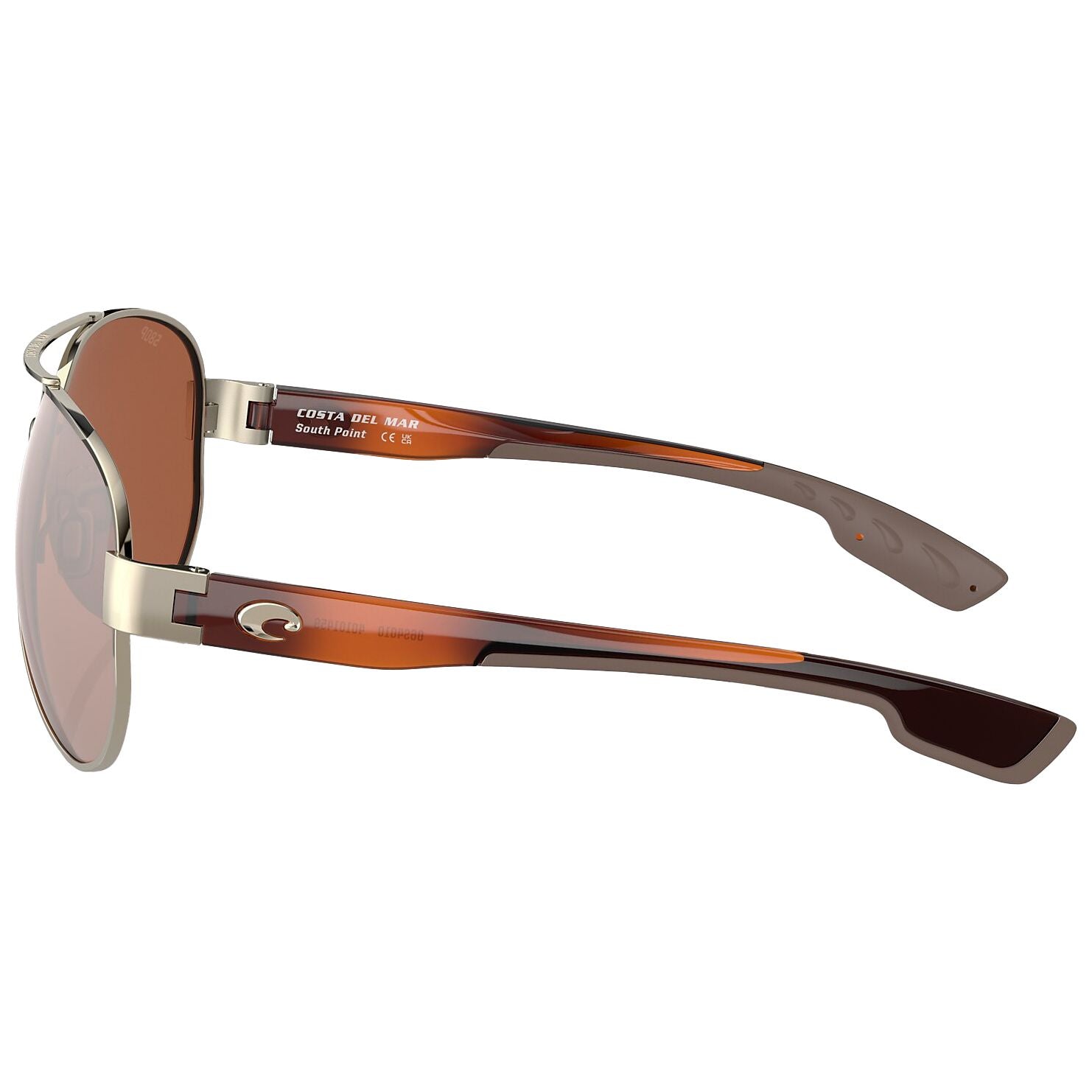 Costa Del Mar South Point Rose Gold / Light Tortoise Temples - Copper Silver Mirror 580P Image 03