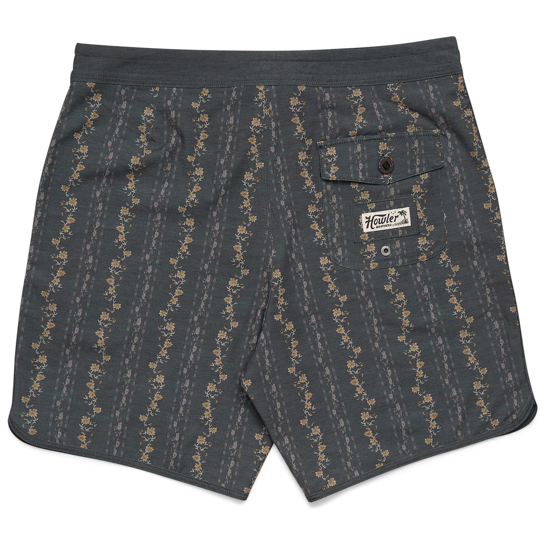 Howler Brothers Bruja Boardshorts Hibiscus Ribbons : Antique Black Image 02