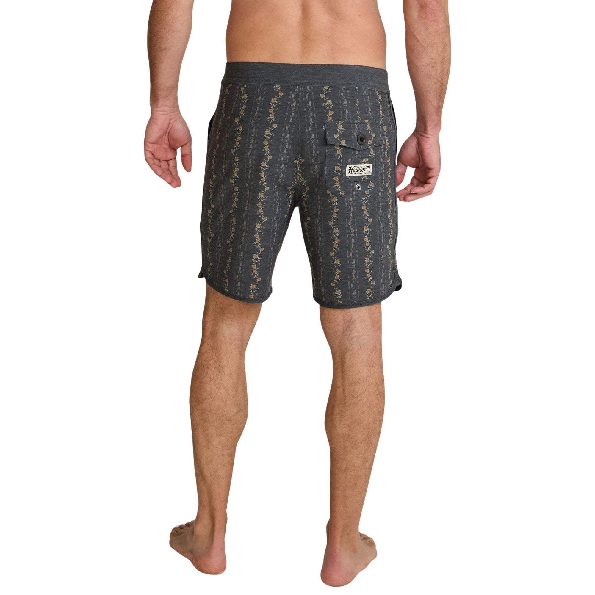 Howler Brothers Bruja Boardshorts Hibiscus Ribbons : Antique Black Image 07