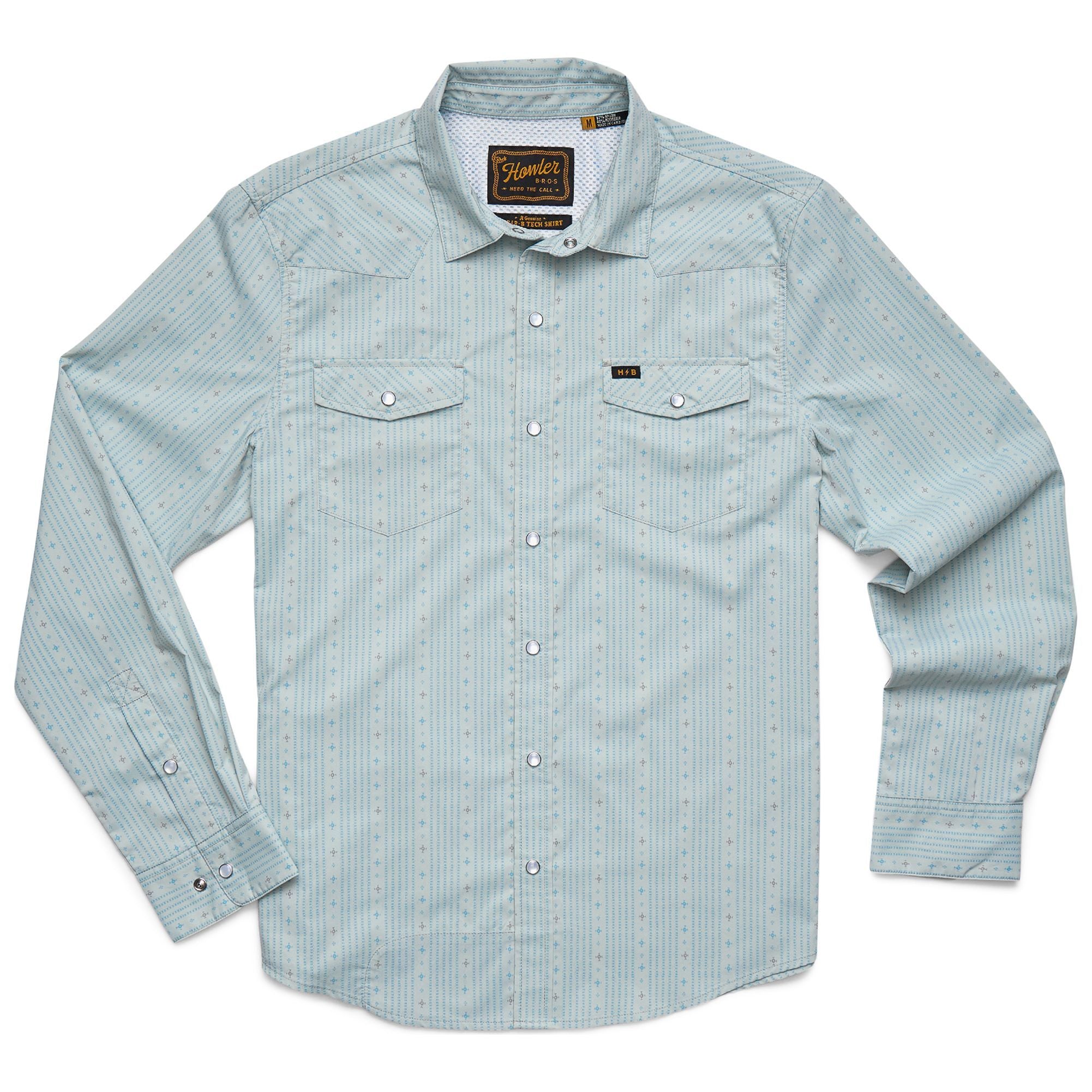 Howler Brothers H Bar B Tech Longsleeve Supernova Stripe : Ash Blue Image 01