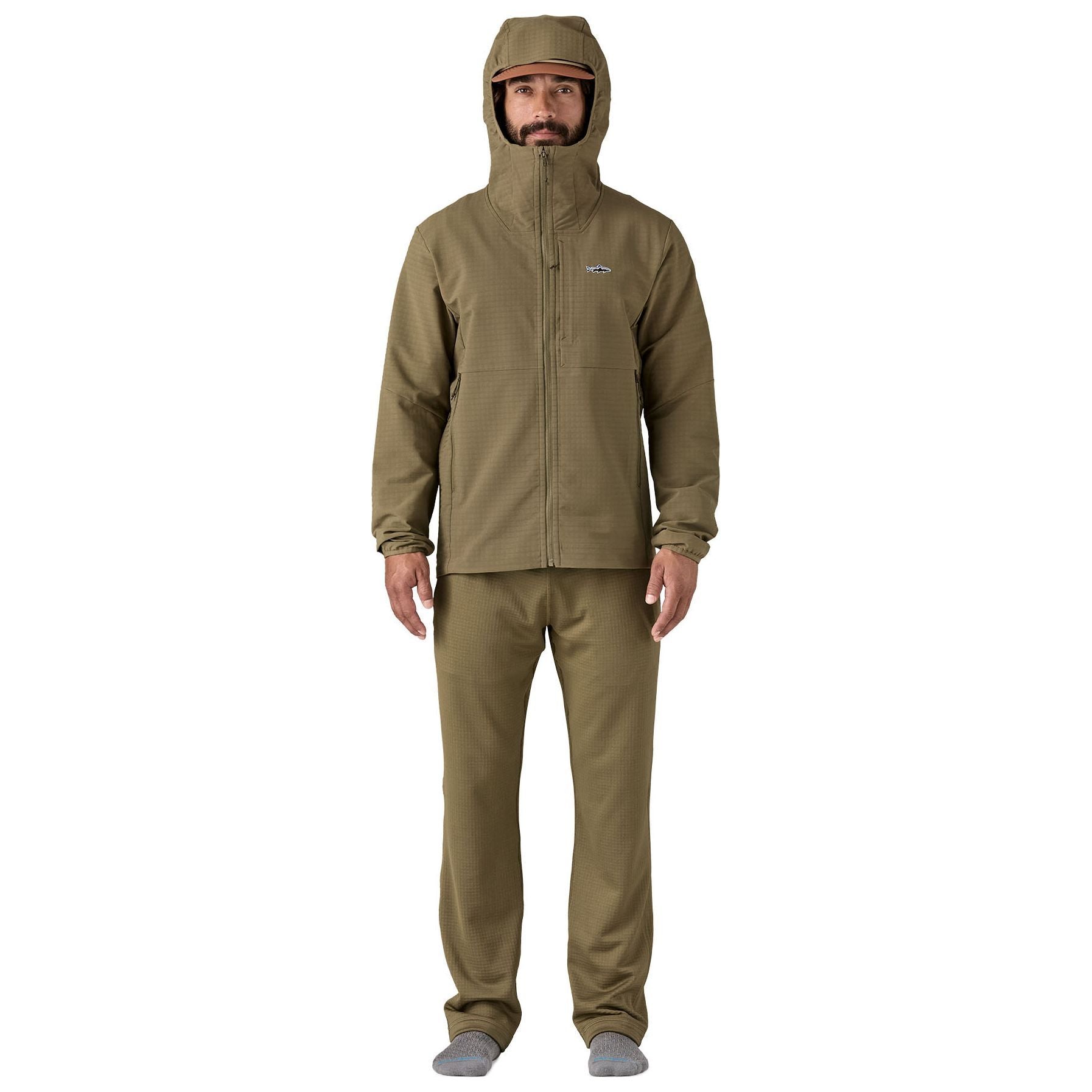 Patagonia Men's R1 TechFace Fitz Roy Trout Hoody Dark Ash Image 02
