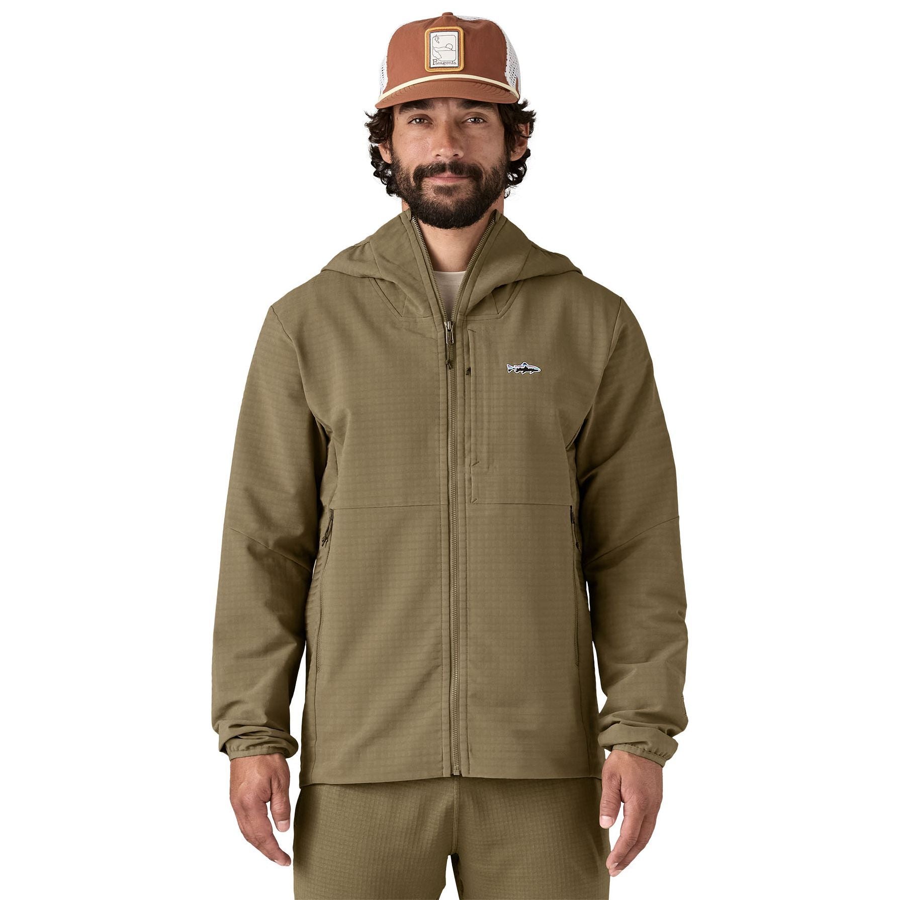 Patagonia Men's R1 TechFace Fitz Roy Trout Hoody Dark Ash Image 03