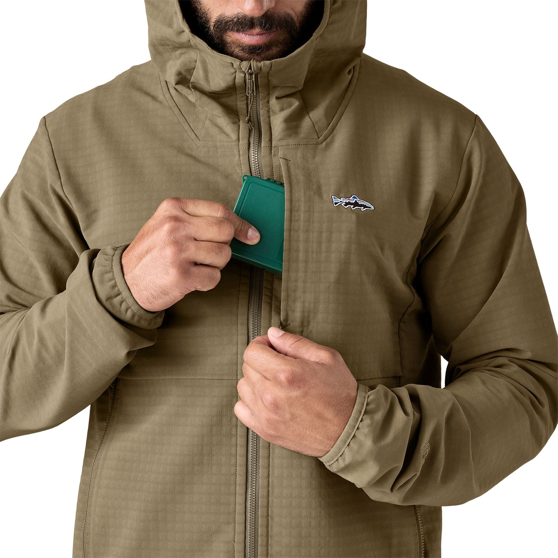 Patagonia Men's R1 TechFace Fitz Roy Trout Hoody Dark Ash Image 06