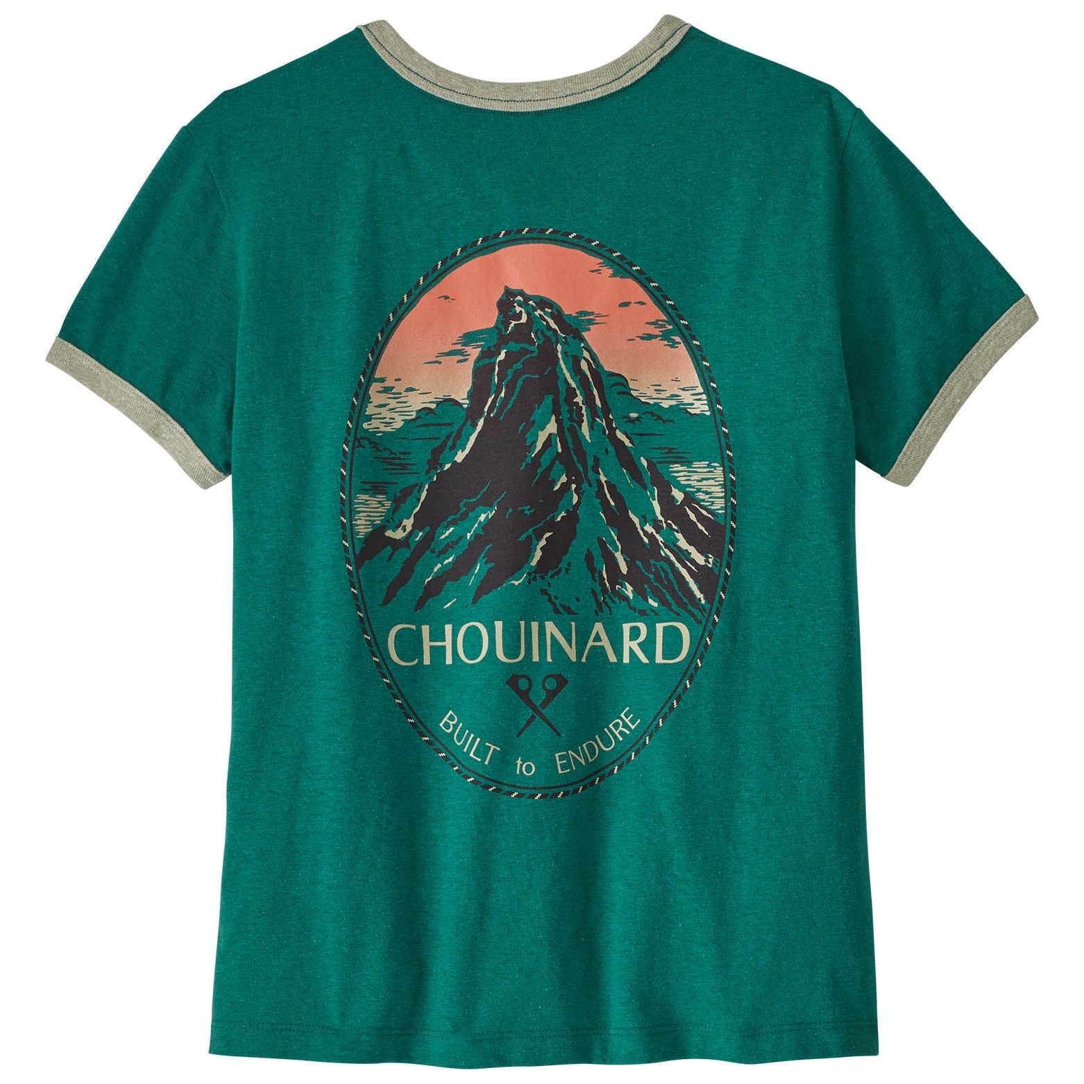 Patagonia Women's Chouinard Crest Ringer Responsibili-Tee Gem Green