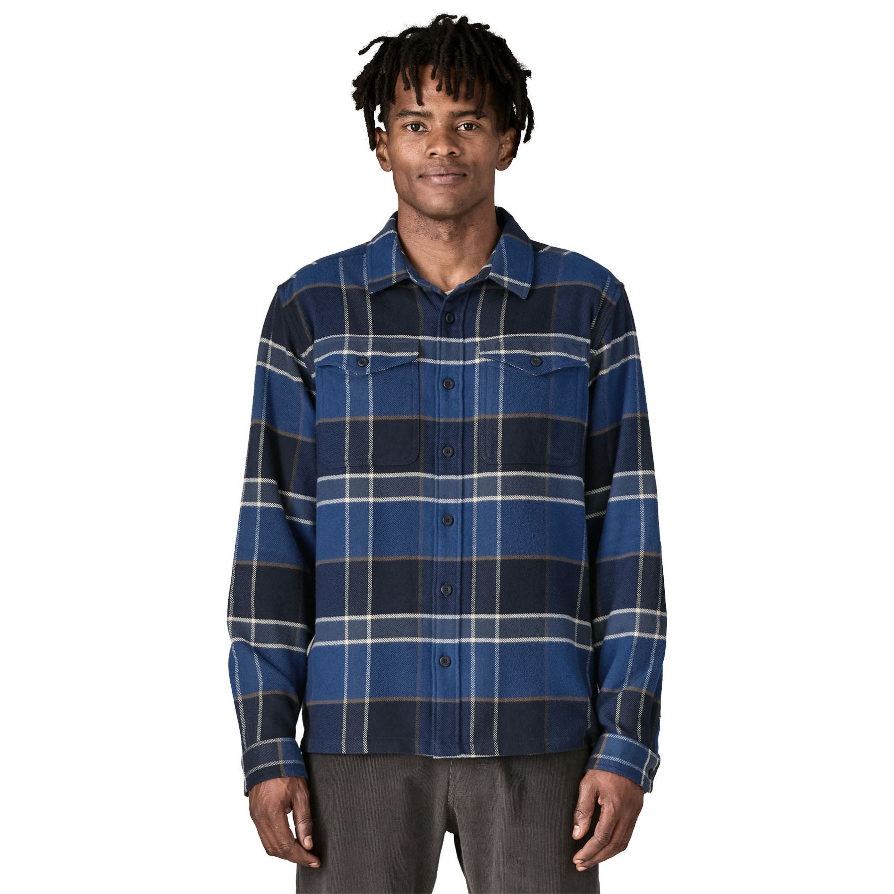 Patagonia Men's Fjord Flannel Shirt Cycles: Sunken Blue Image 02