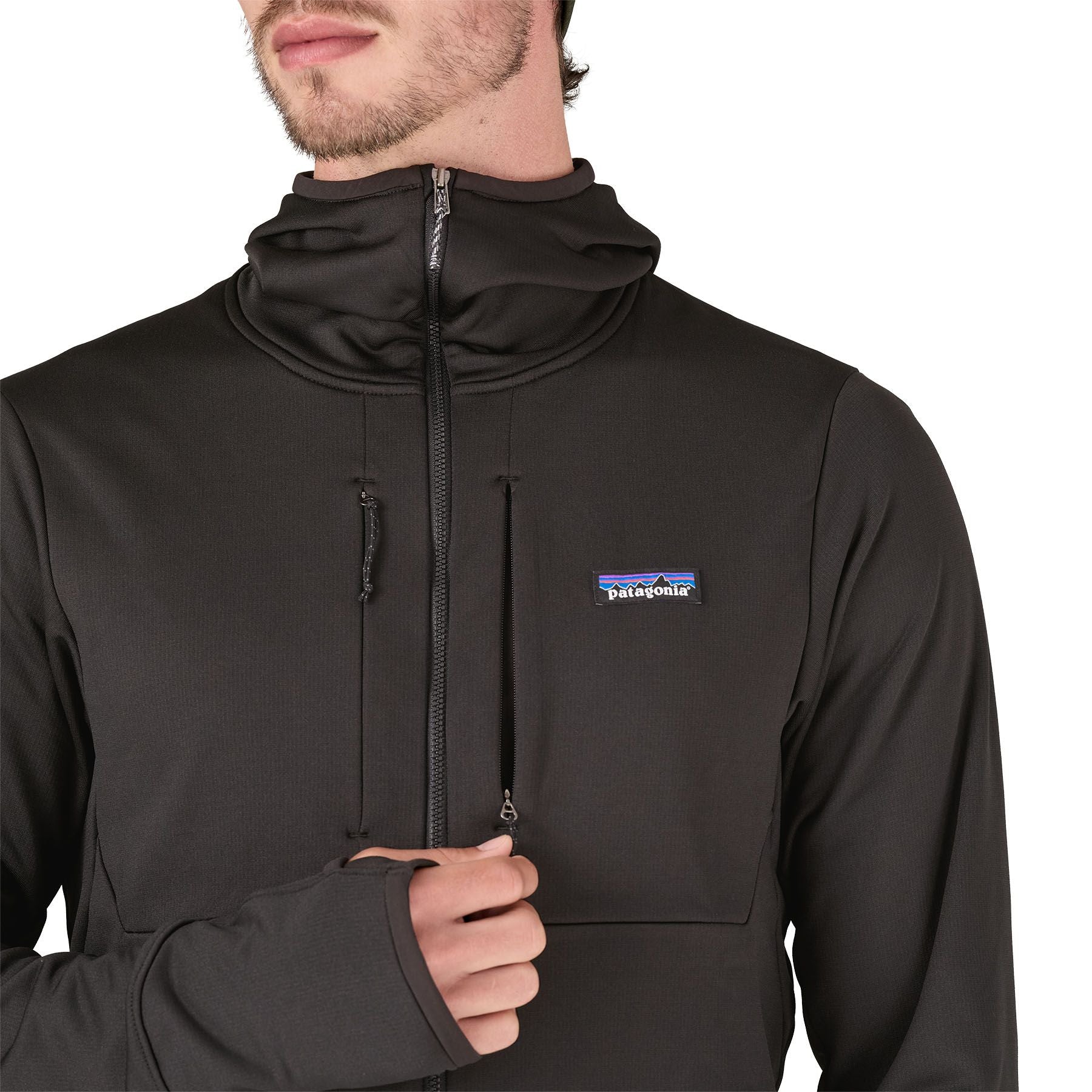 Patagonia Men's R1 Thermal Full-Zip Hoody Black Image 04