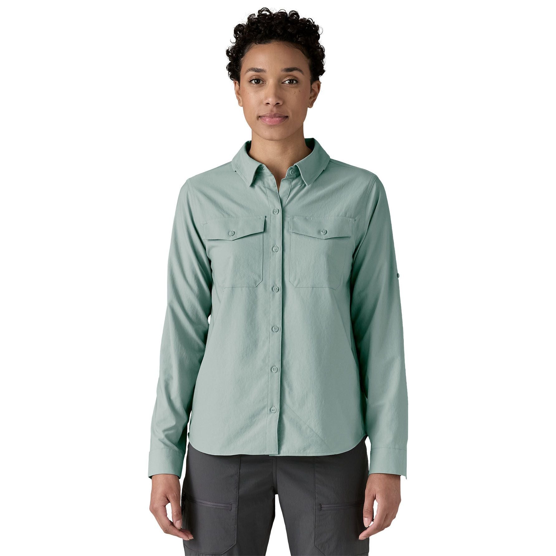 Patagonia Men's Women's Long-Sleeved Self Guided Sun Shirt Thermal Blue Image 03