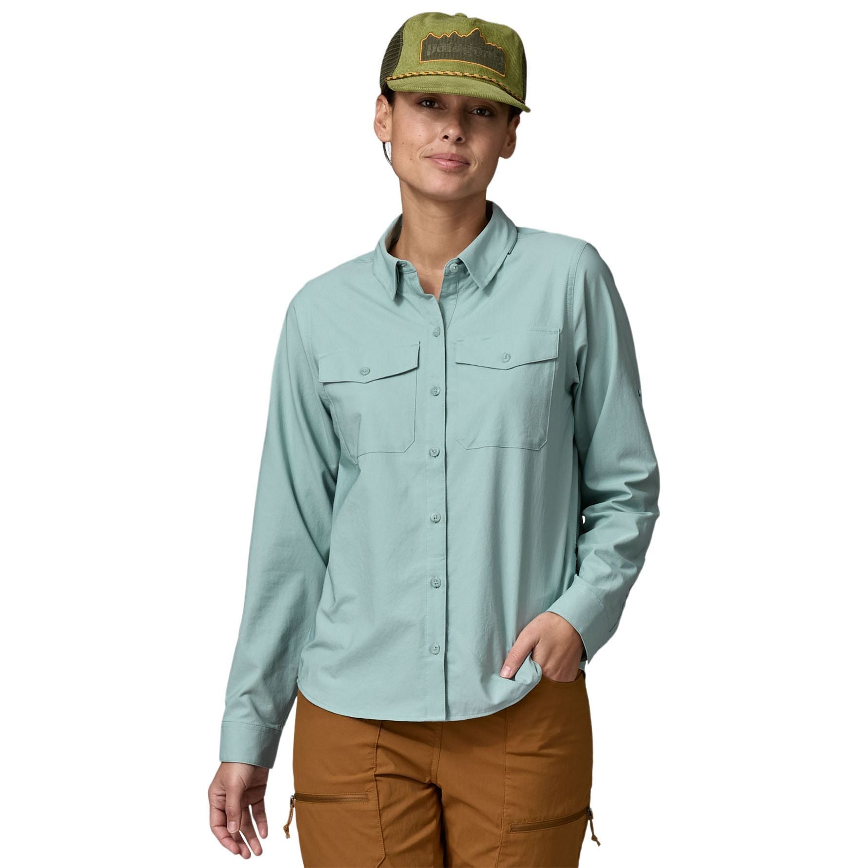 Patagonia Men's Women's Long-Sleeved Self Guided Sun Shirt Thermal Blue Image 05