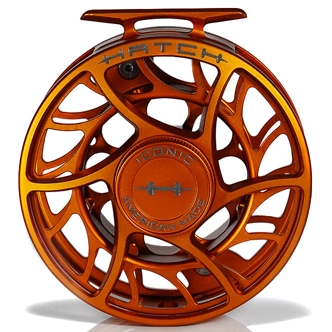 Hatch Custom Campfire Orange Iconic Fly Reel - 9 Plus LA