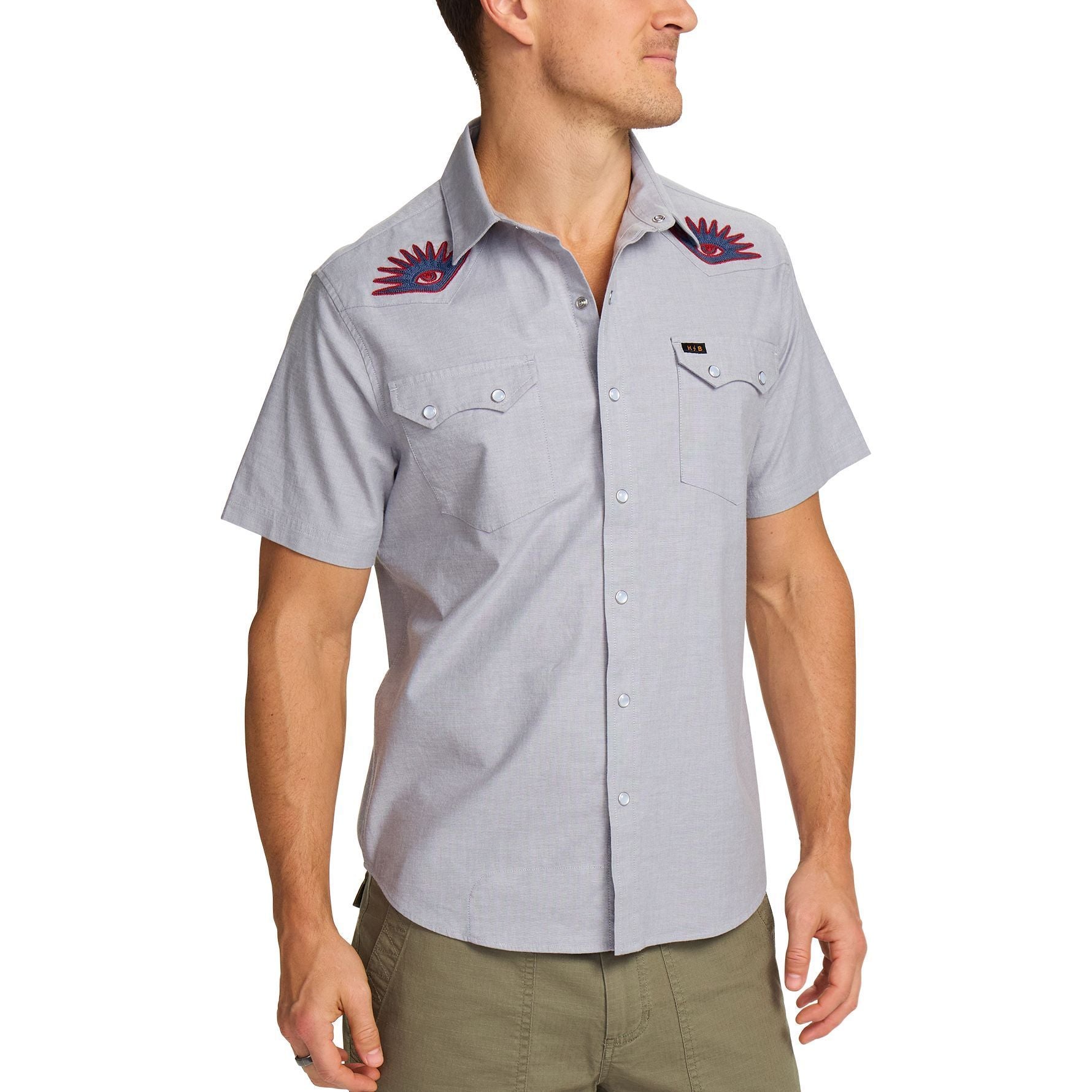 Howler Brothers Crosscut Deluxe Snapshirt High Times : Light Grey Image 03