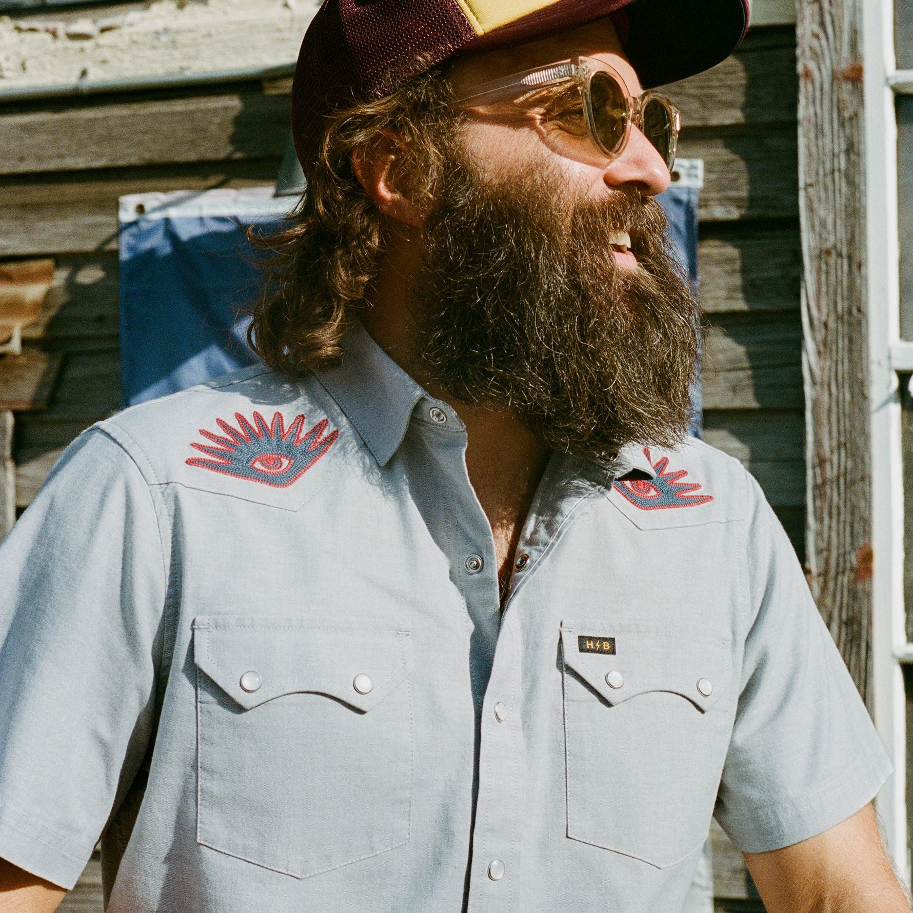 Howler Brothers Crosscut Deluxe Snapshirt High Times : Light Grey Image 06