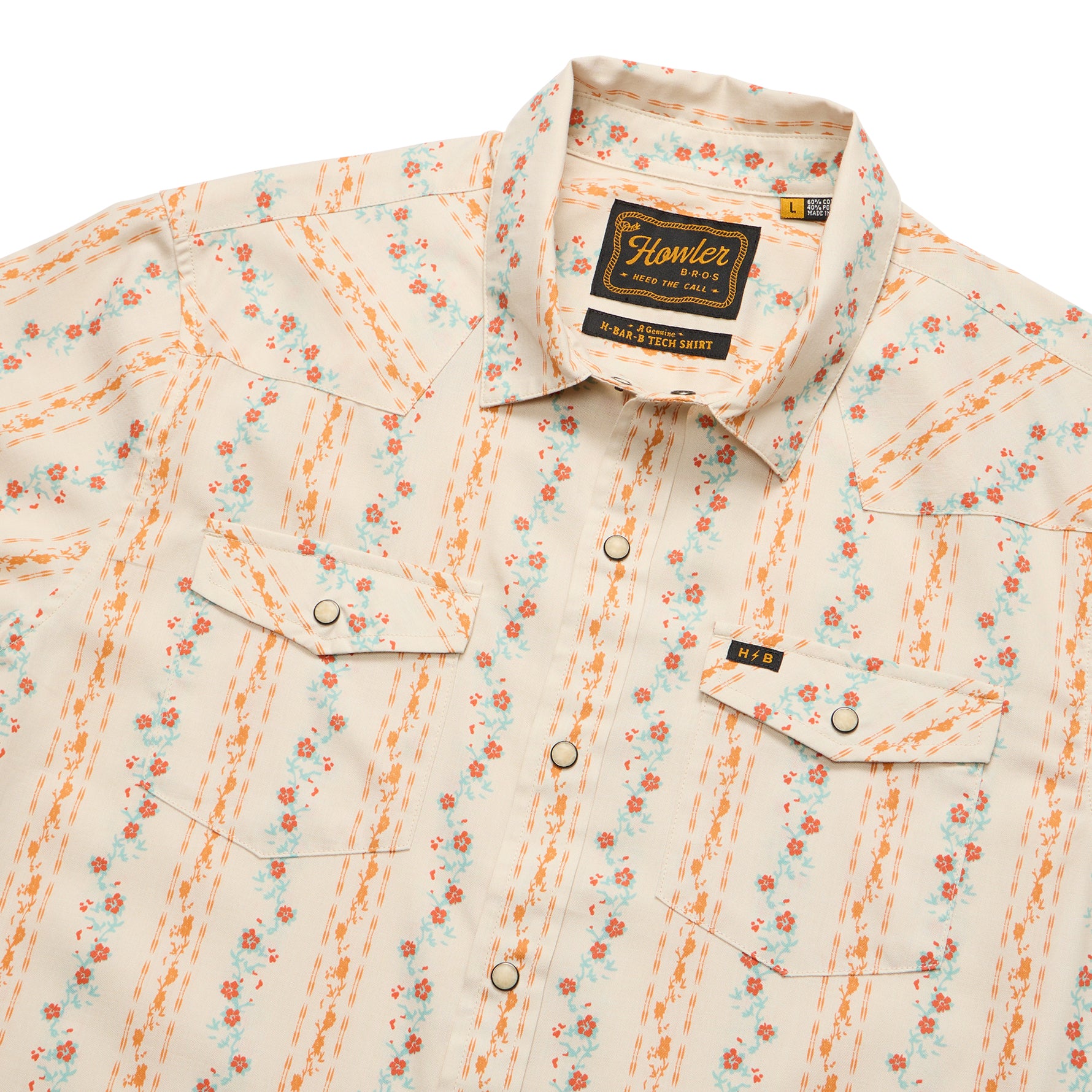 Howler Brothers H Bar B Snapshirt Hibiscus Ribbons : Riverbed Oxford Image 02