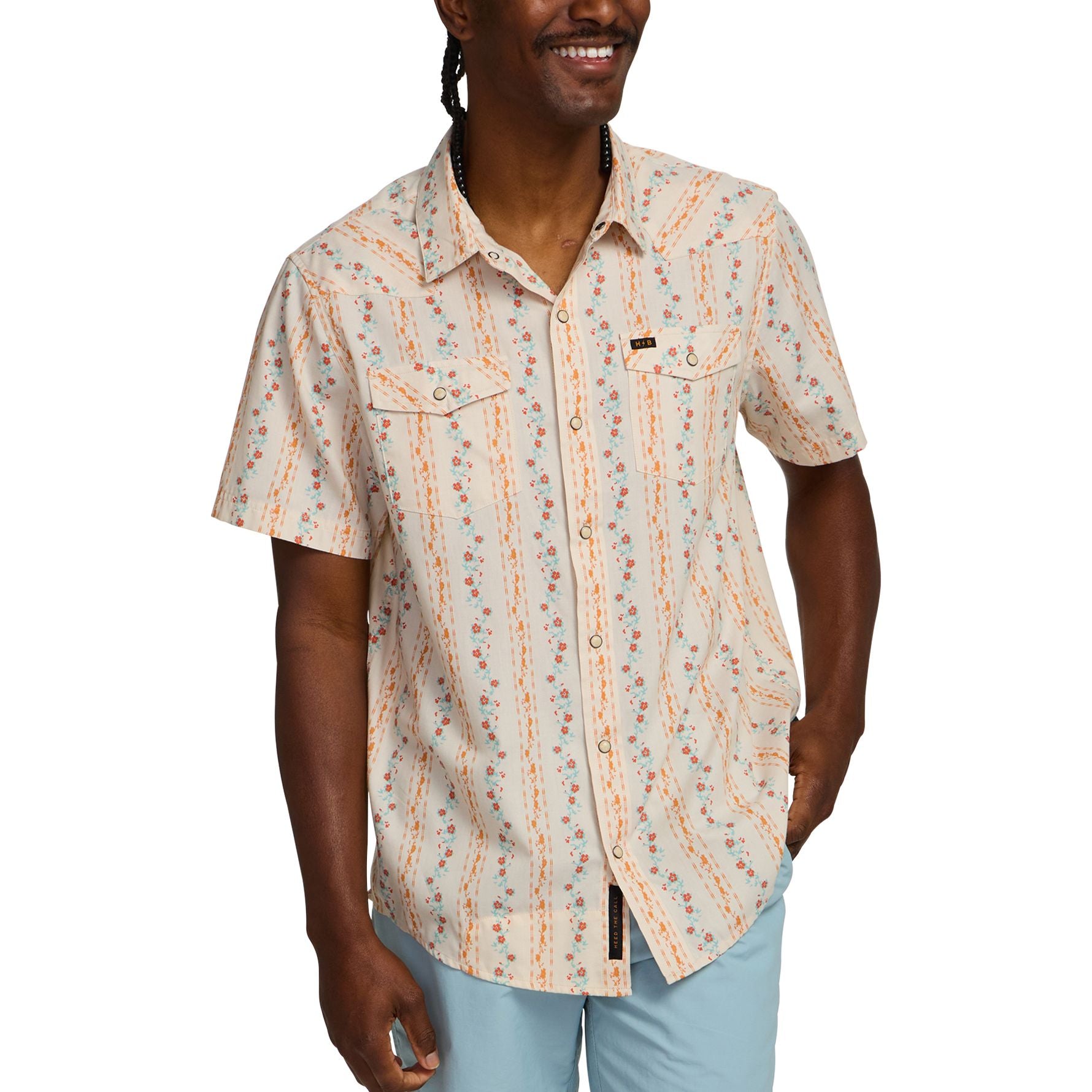 Howler Brothers H Bar B Snapshirt Hibiscus Ribbons : Riverbed Oxford Image 03