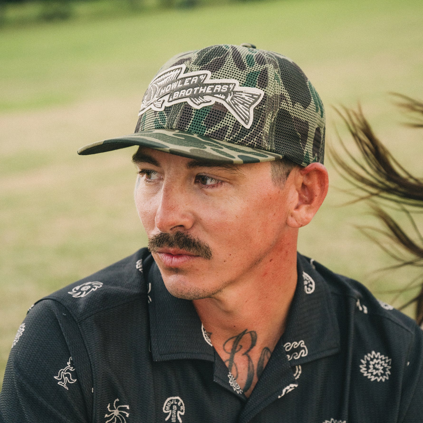 Howler Brothers Trout Bolt Unstructured Snapback Hat Camo Image 03