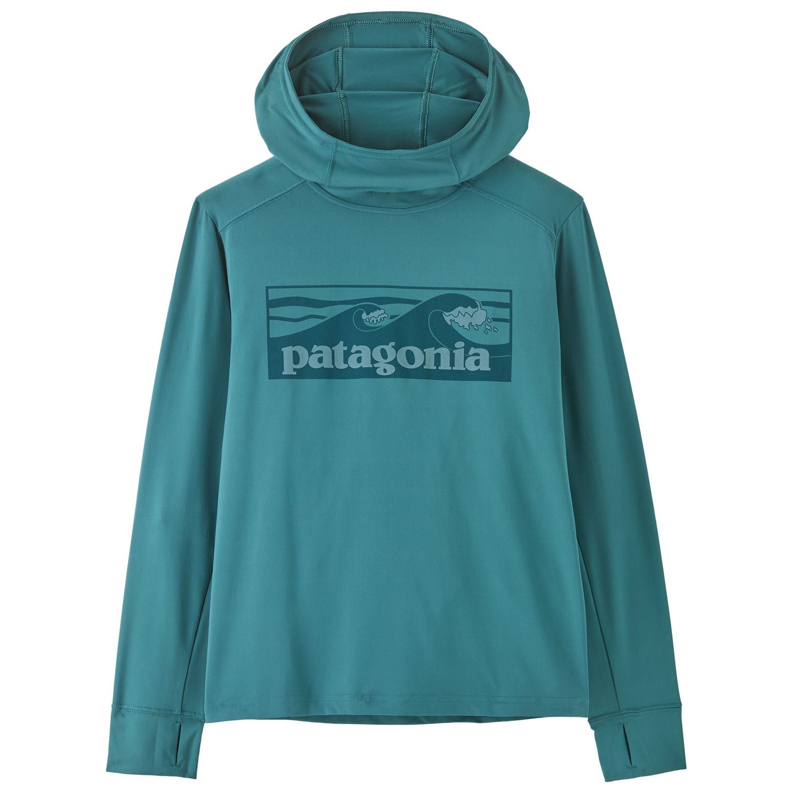 Patagonia Kids' Capilene Silkweight Hoody Boardshort Logo Tones: Wetland Blue Image 01