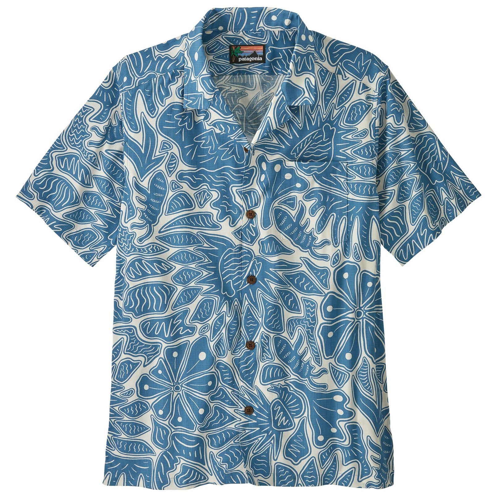 Patagonia Men's Tidal Threads Camp Shirt Bees and Flowers: Still Blue Image 01