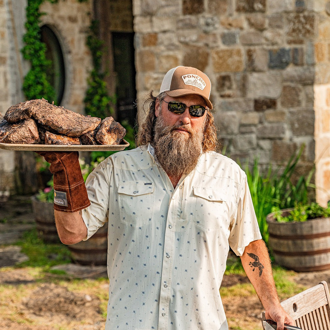 Poncho The Llano Western Pearl Snap Shirt